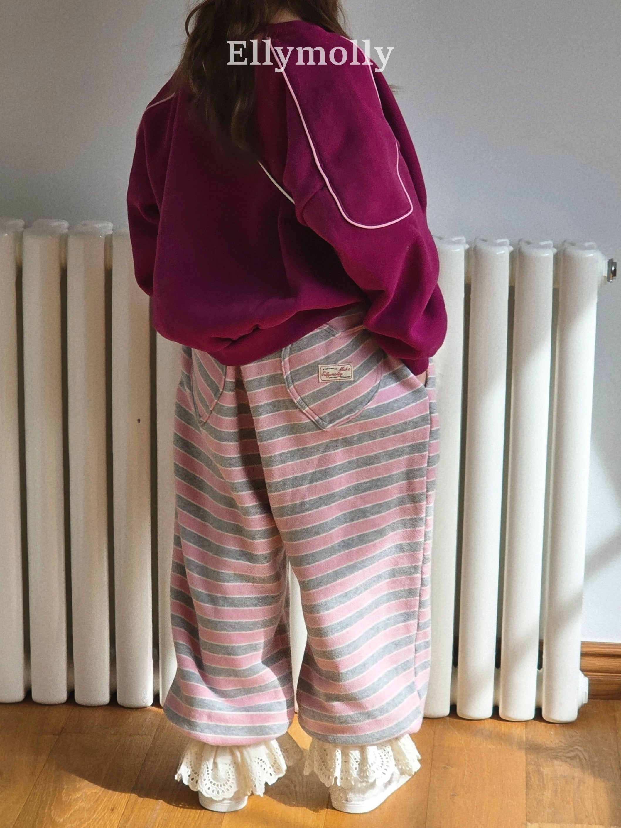 ［ELLY MOLLY］Gray heart jogger pants