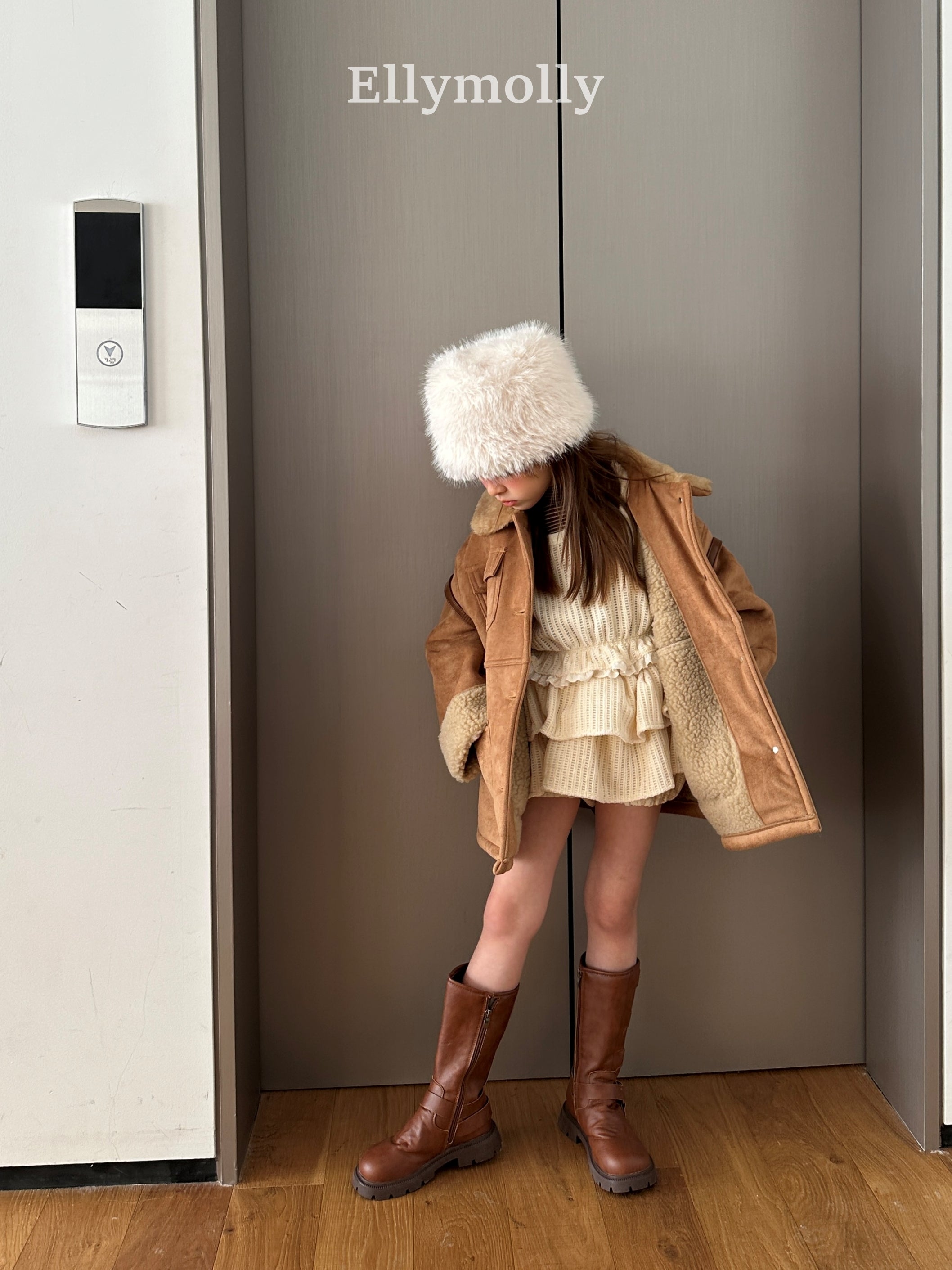 ［ELLY MOLLY］Soft tow tone mouton jacket