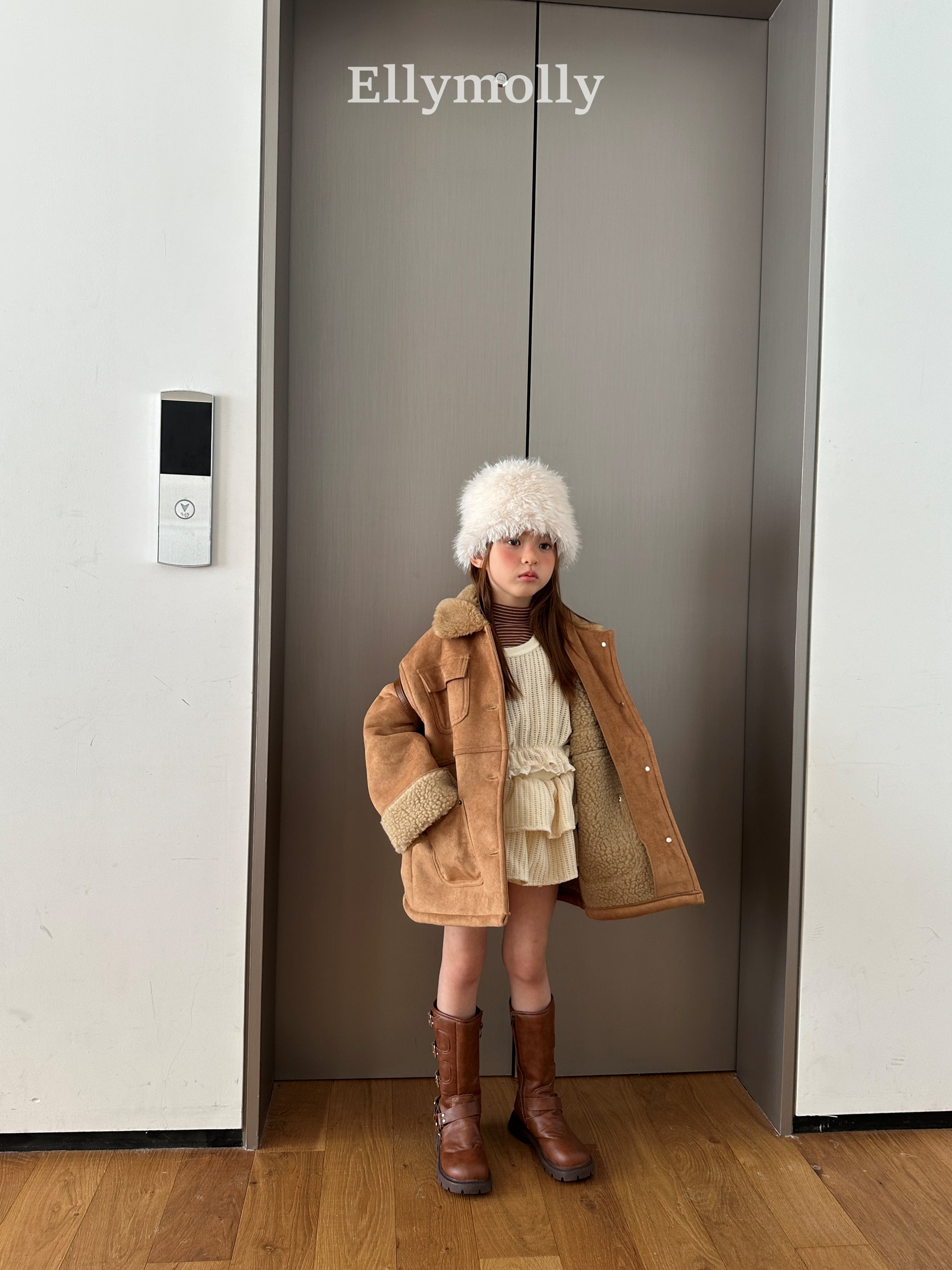 ［ELLY MOLLY］Soft tow tone mouton jacket