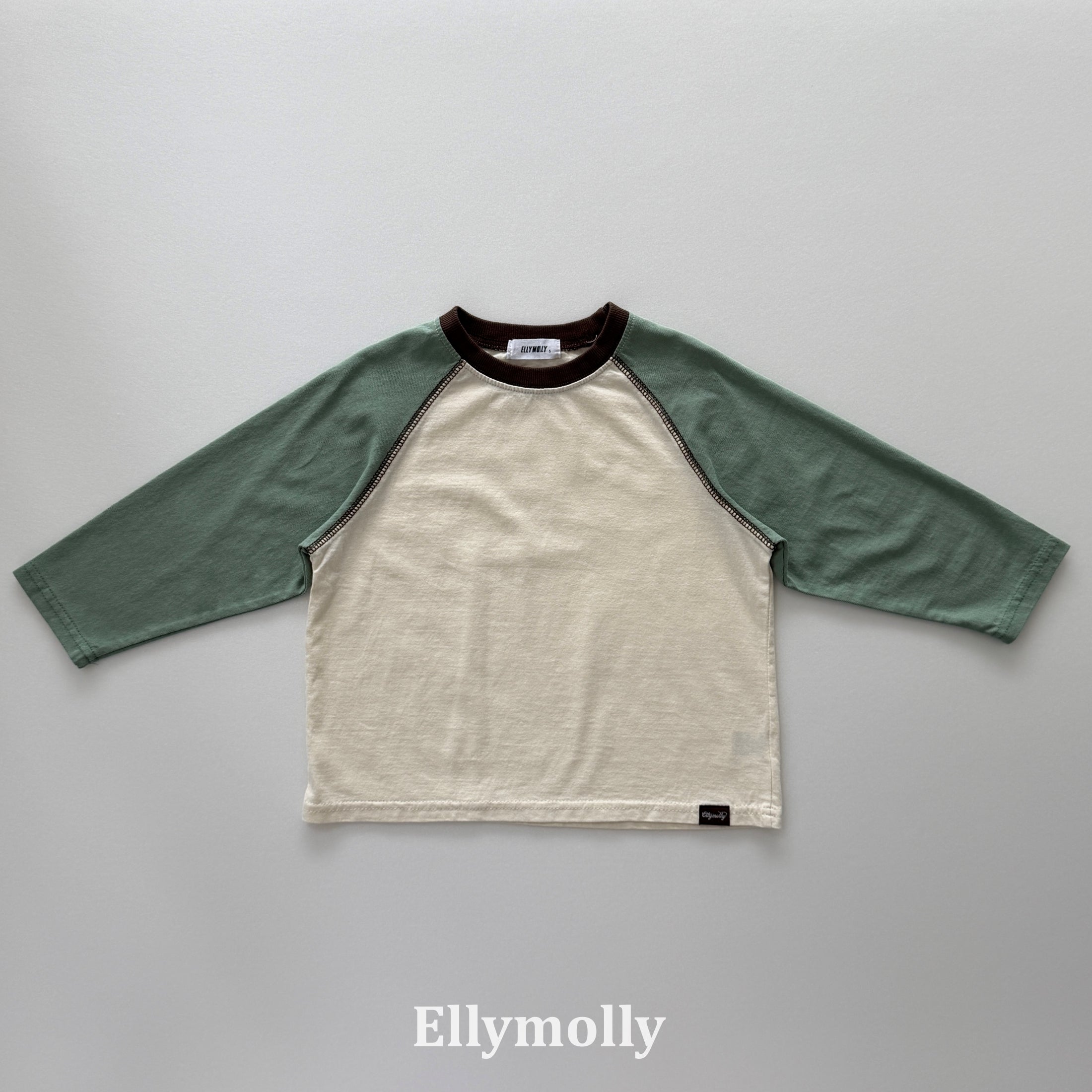 ［ELLY MOLLY］Color block raglan tee