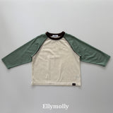 ［ELLY MOLLY］Color block raglan tee