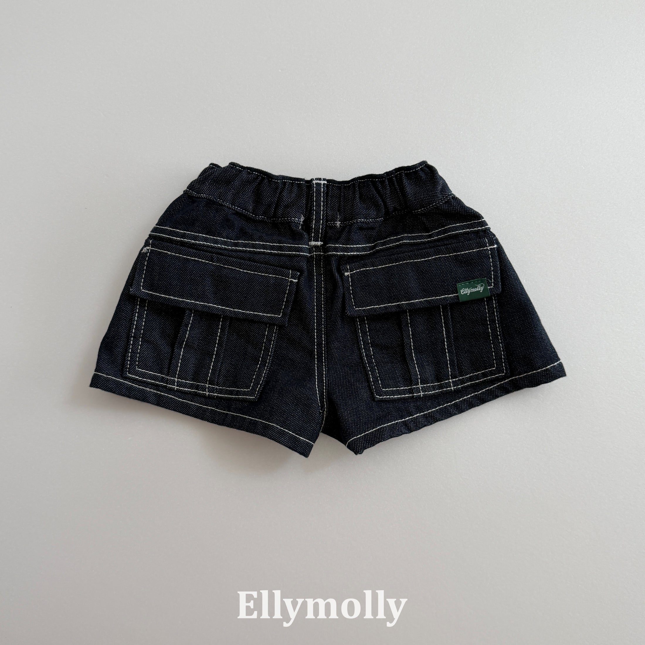 ［ELLY MOLLY］Flap non-fade denim short pants