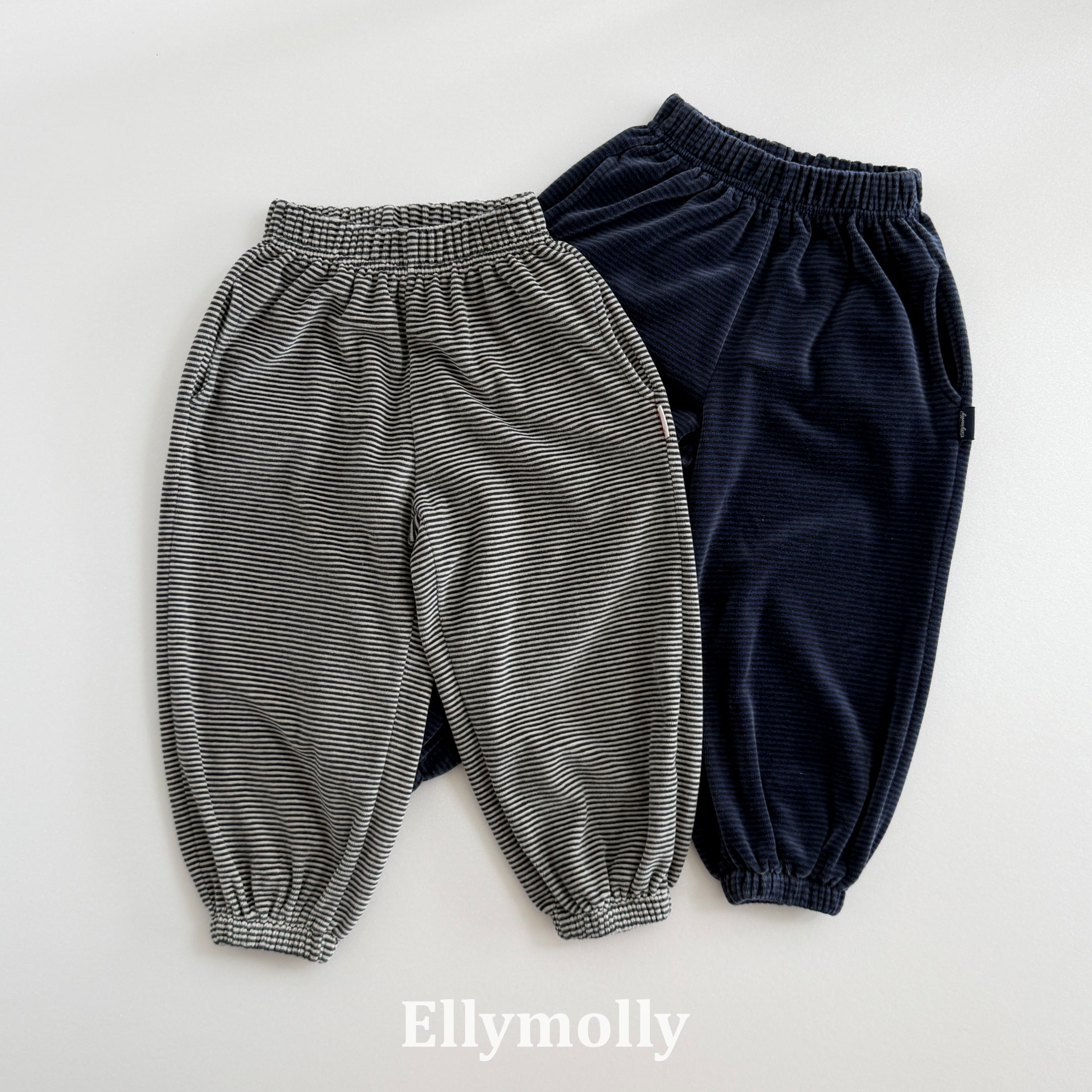 ［ELLY MOLLY］Velvet stripe jogger pants