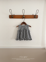 Check frill blouse