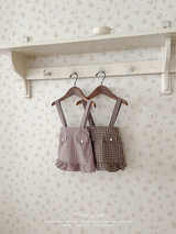 Daisy check suspender skirt