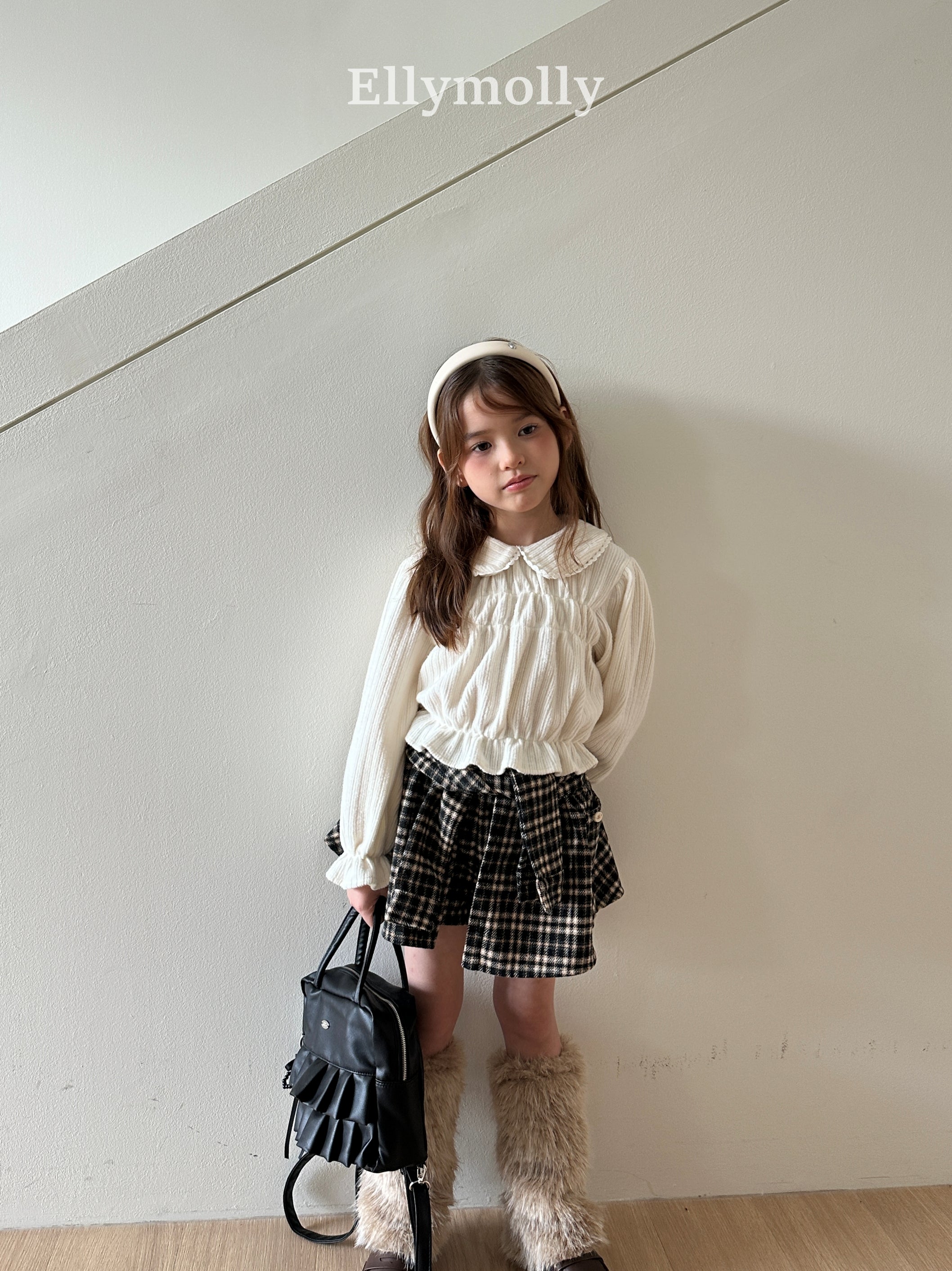 ［ELLY MOLLY］Honey round collar blouse