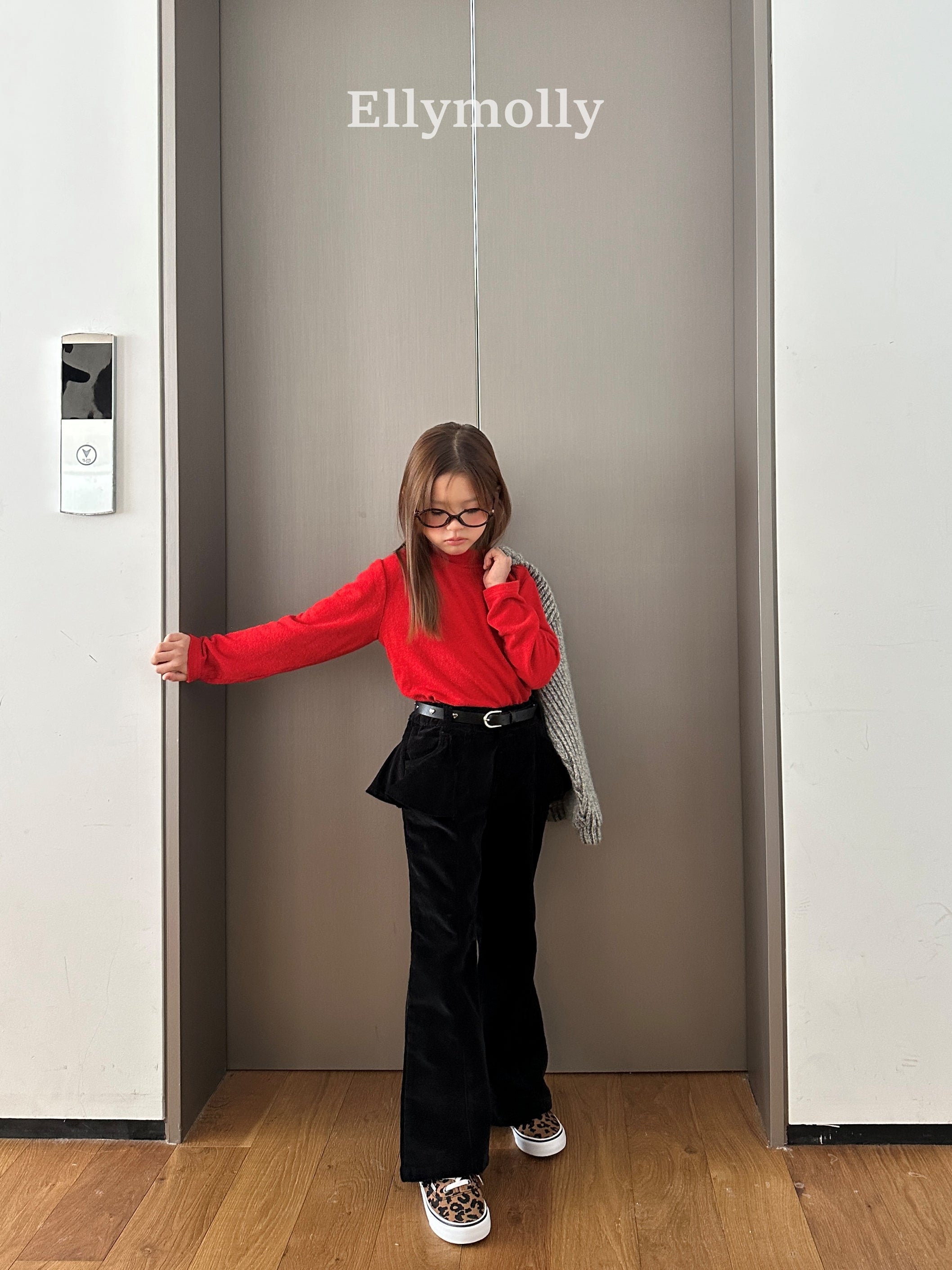 ［ELLY MOLLY］Selly peach frill flare pants