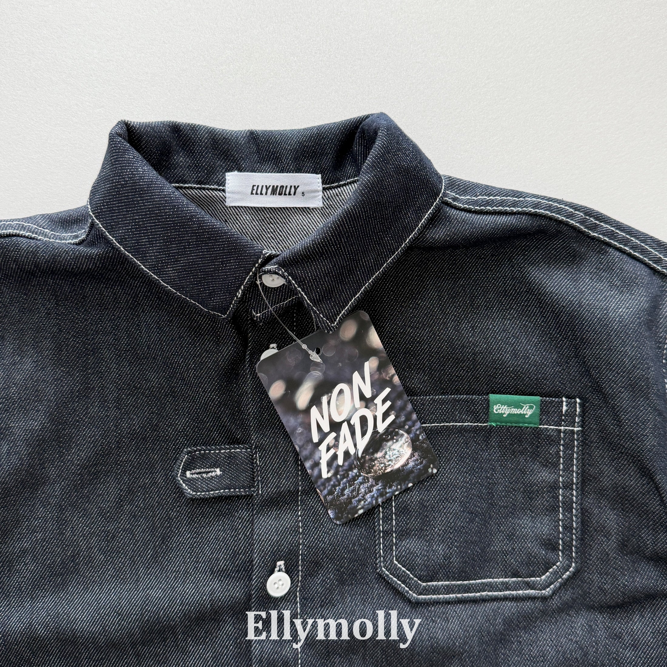 ［ELLY MOLLY］Bijou non-fade denim shirt