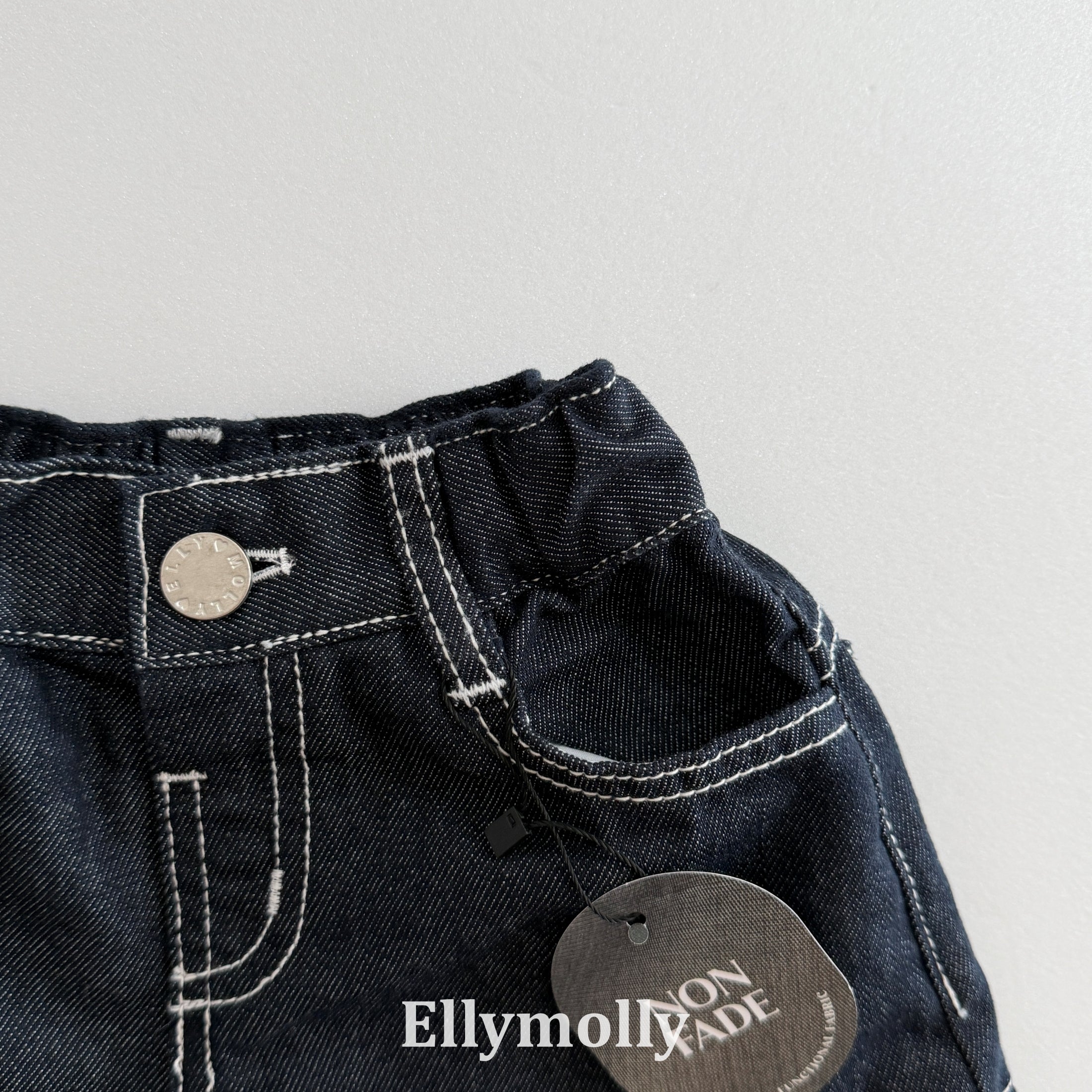 ［ELLY MOLLY］Flap non-fade denim short pants