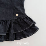 ［ELLY MOLLY］Mona frill denim one-piece