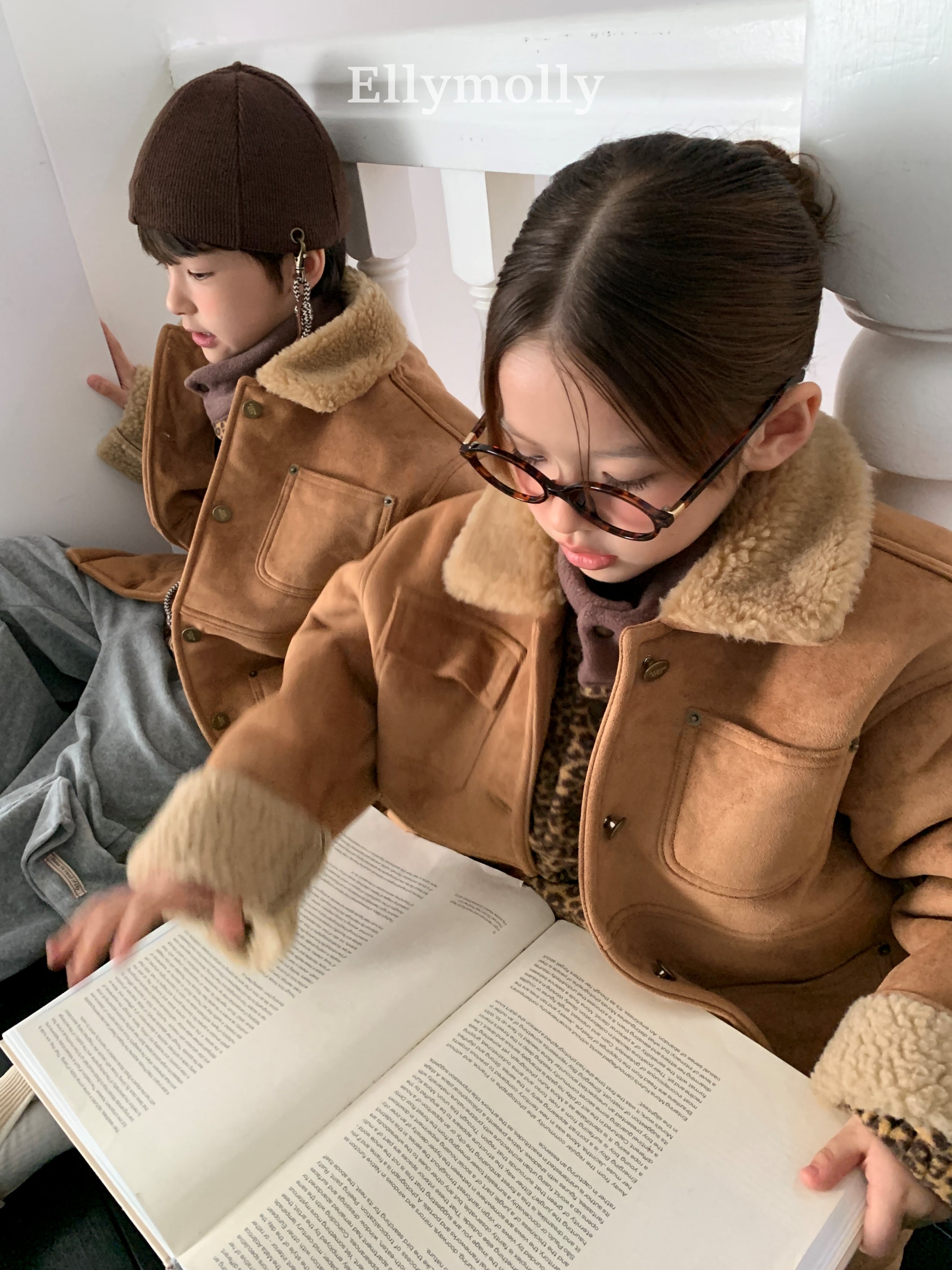 ［ELLY MOLLY］Soft tow tone mouton jacket