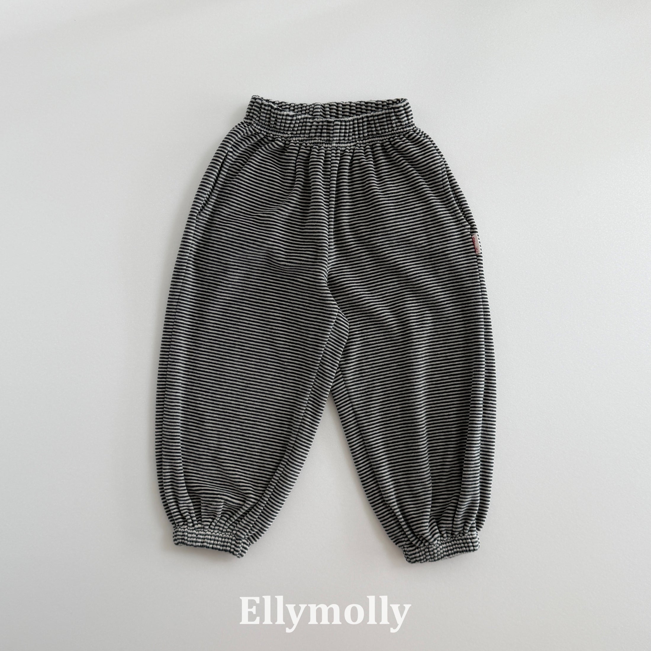 ［ELLY MOLLY］Velvet stripe jogger pants