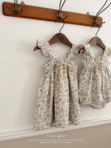 Garden frill ribbon rompers