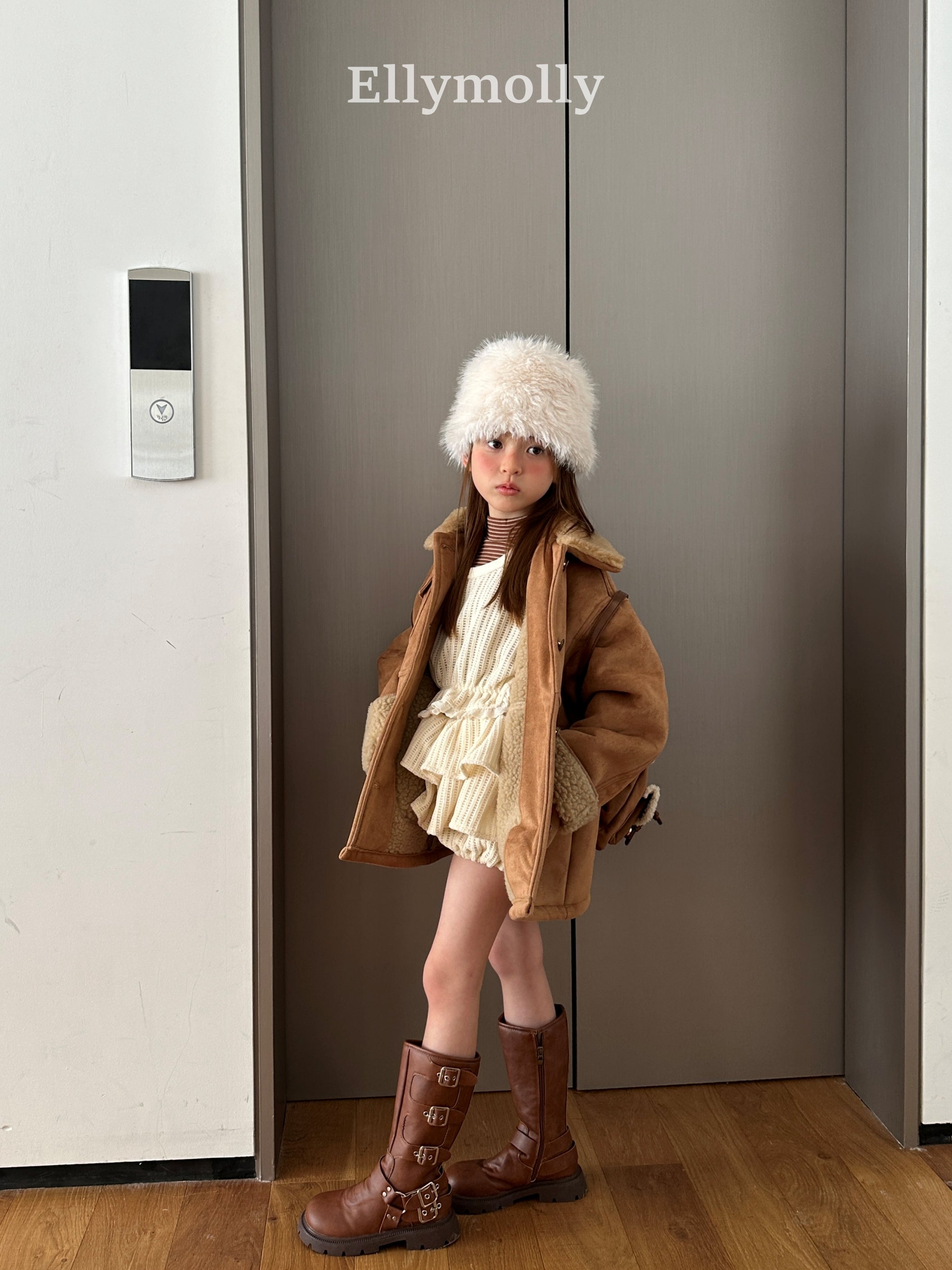 ［ELLY MOLLY］Soft tow tone mouton jacket