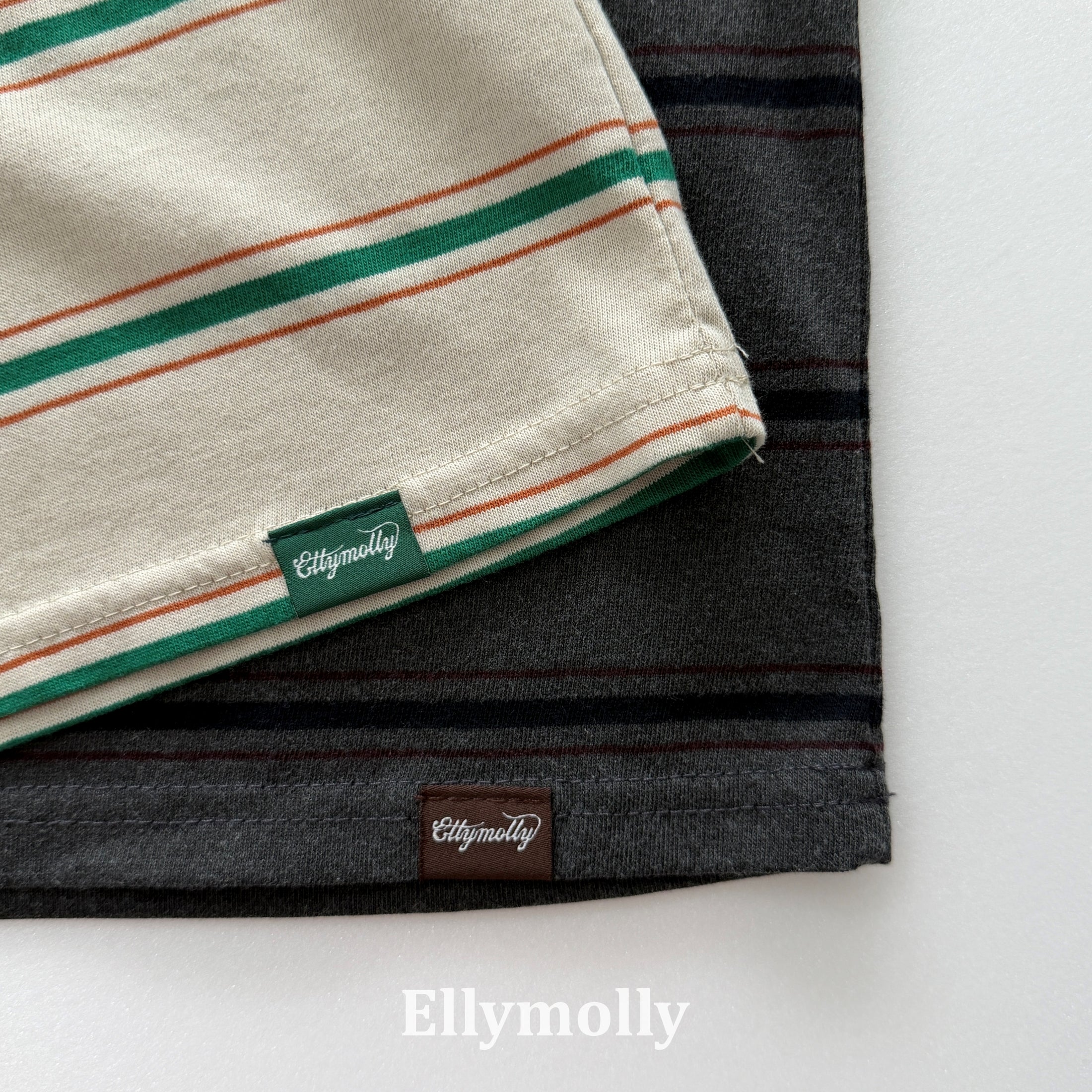［ELLY MOLLY］Domino stripe pigment tee