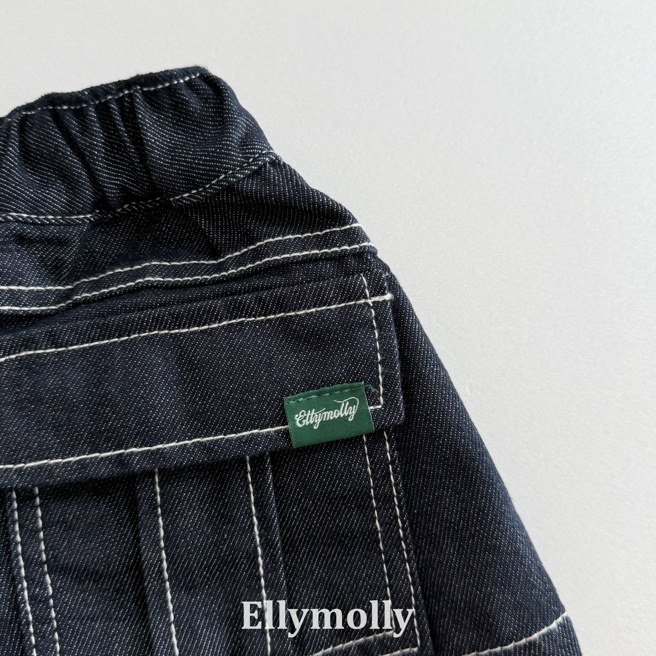 ［ELLY MOLLY］Flap non-fade denim short pants