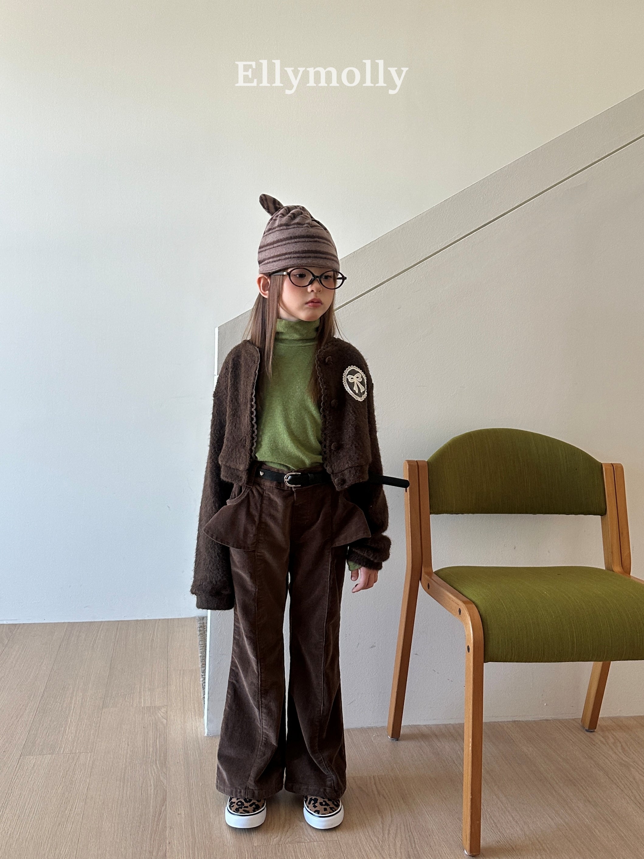 ［ELLY MOLLY］Selly peach frill flare pants