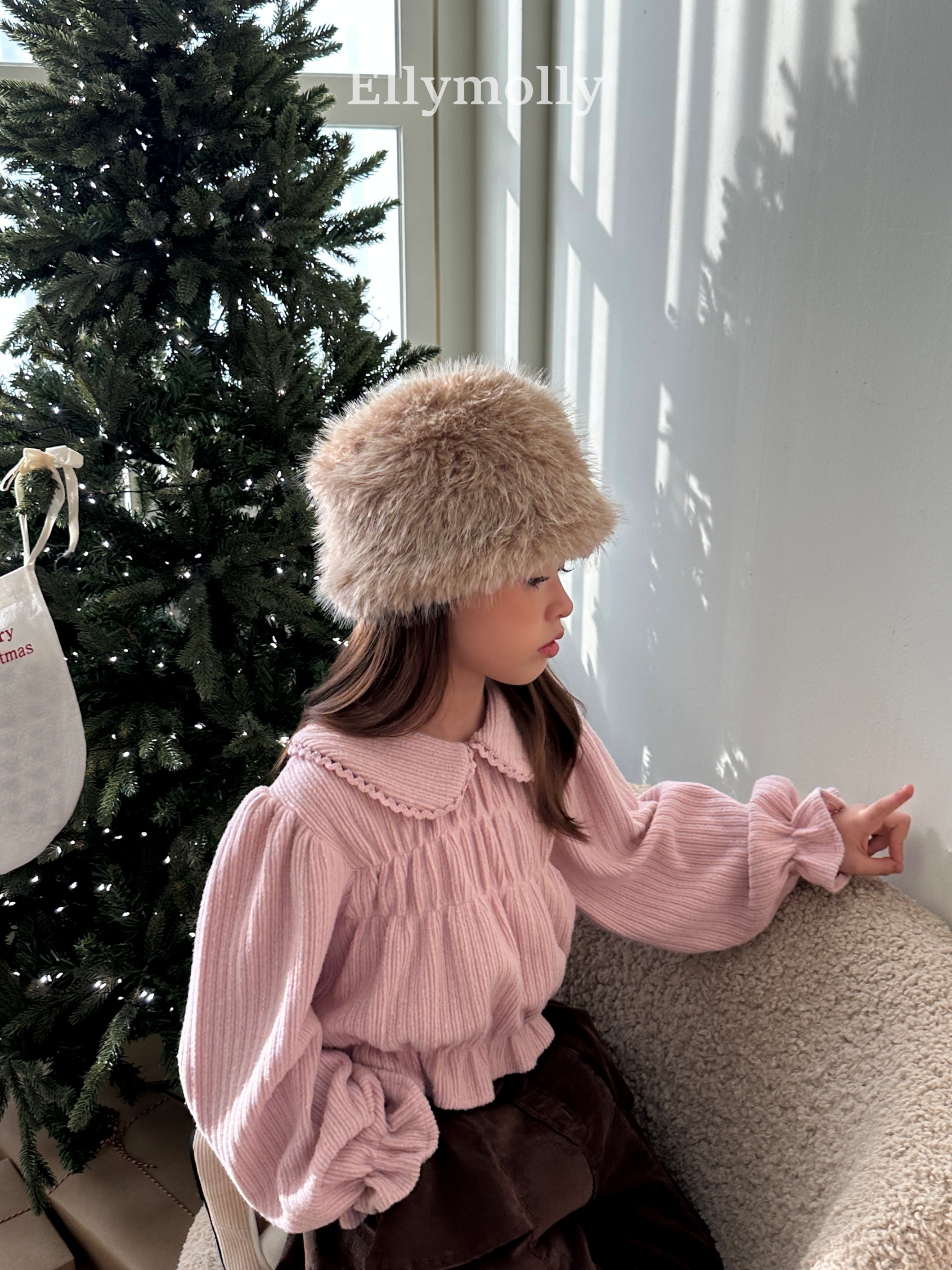 ［ELLY MOLLY］Honey round collar blouse