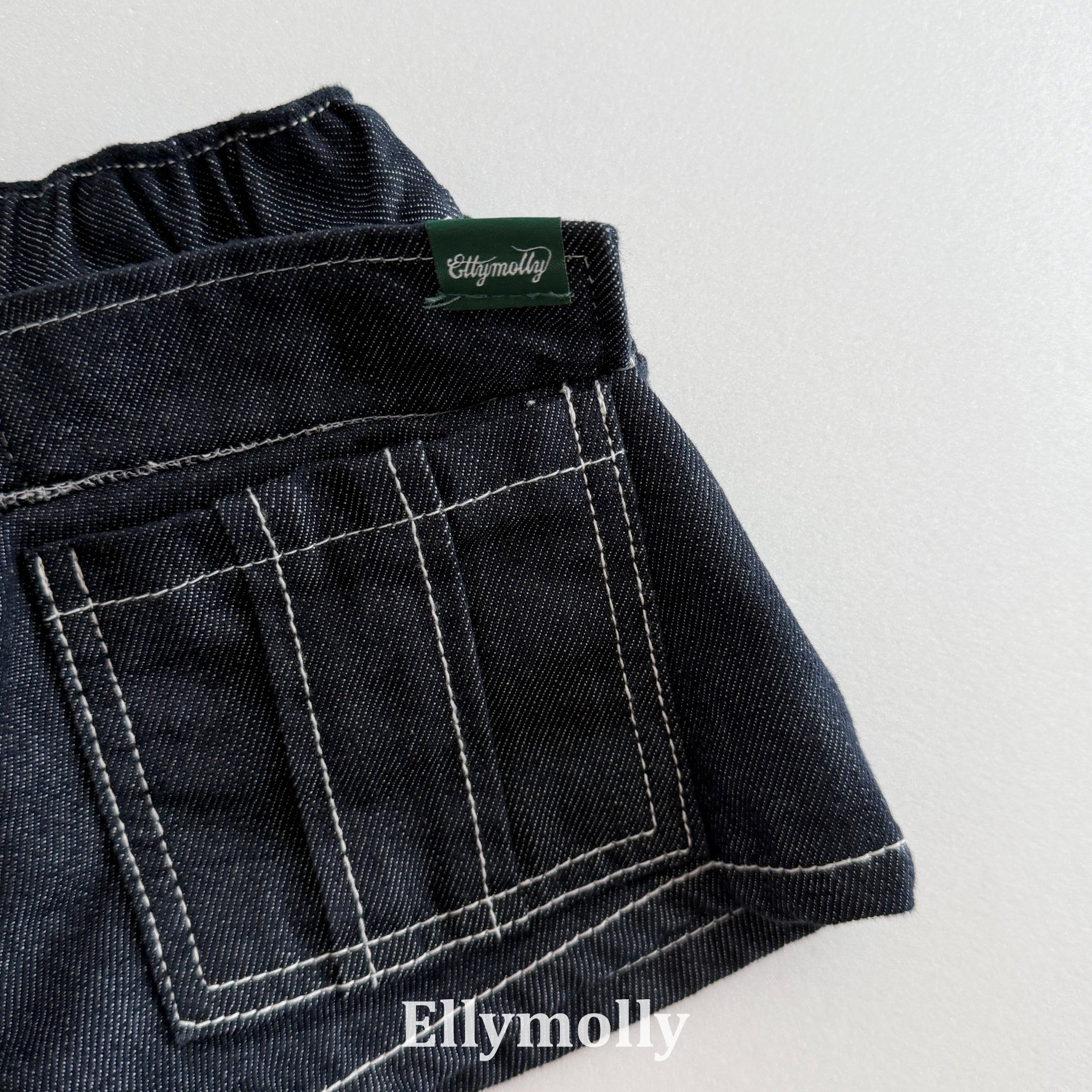 ［ELLY MOLLY］Flap non-fade denim short pants