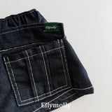 ［ELLY MOLLY］Flap non-fade denim short pants