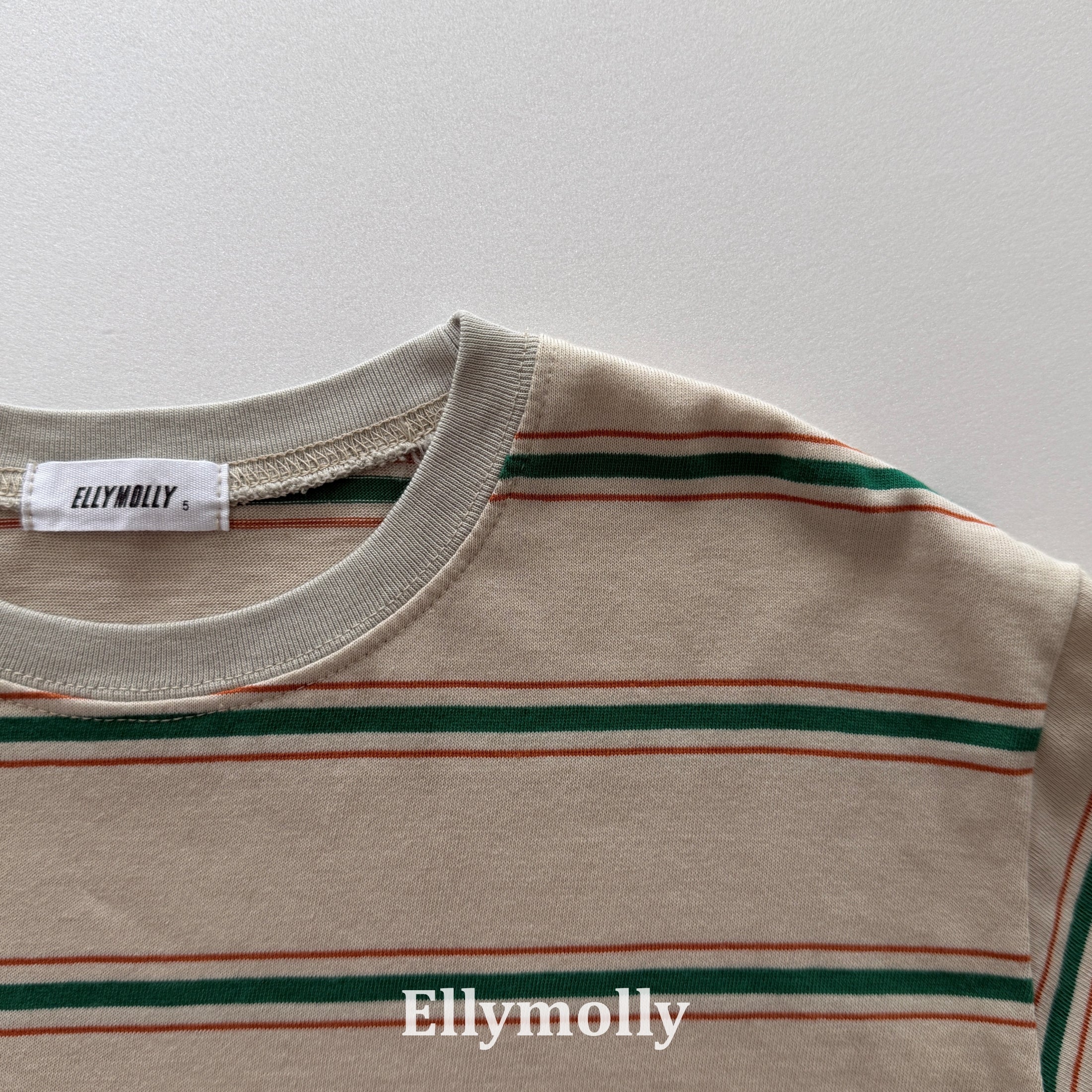 ［ELLY MOLLY］Domino stripe pigment tee