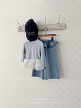 Frill denim pants