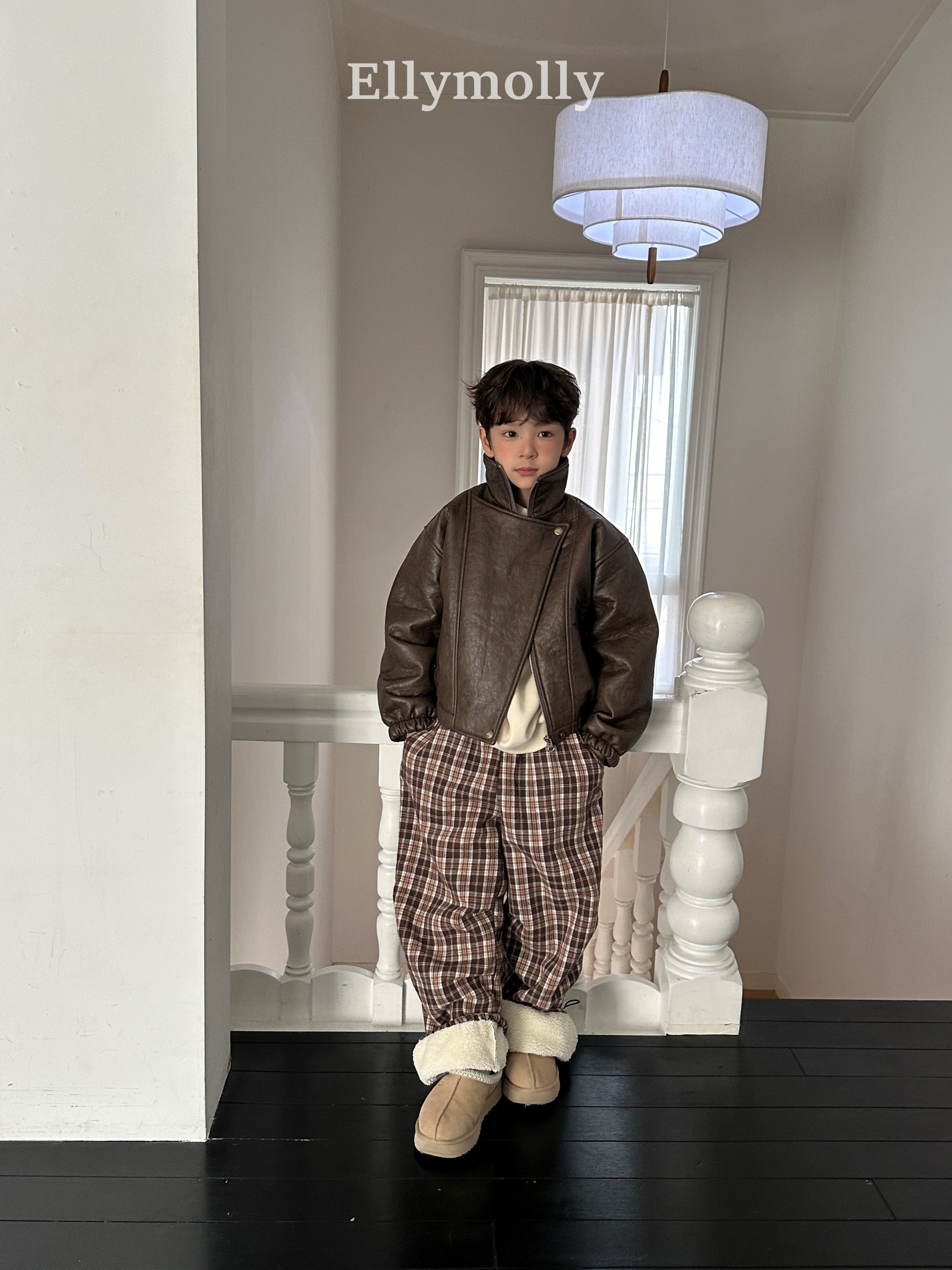 ［ELLY MOLLY］Teddy fur check pants