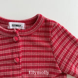 ［ELLY MOLLY］Loen stripe frill cardigan
