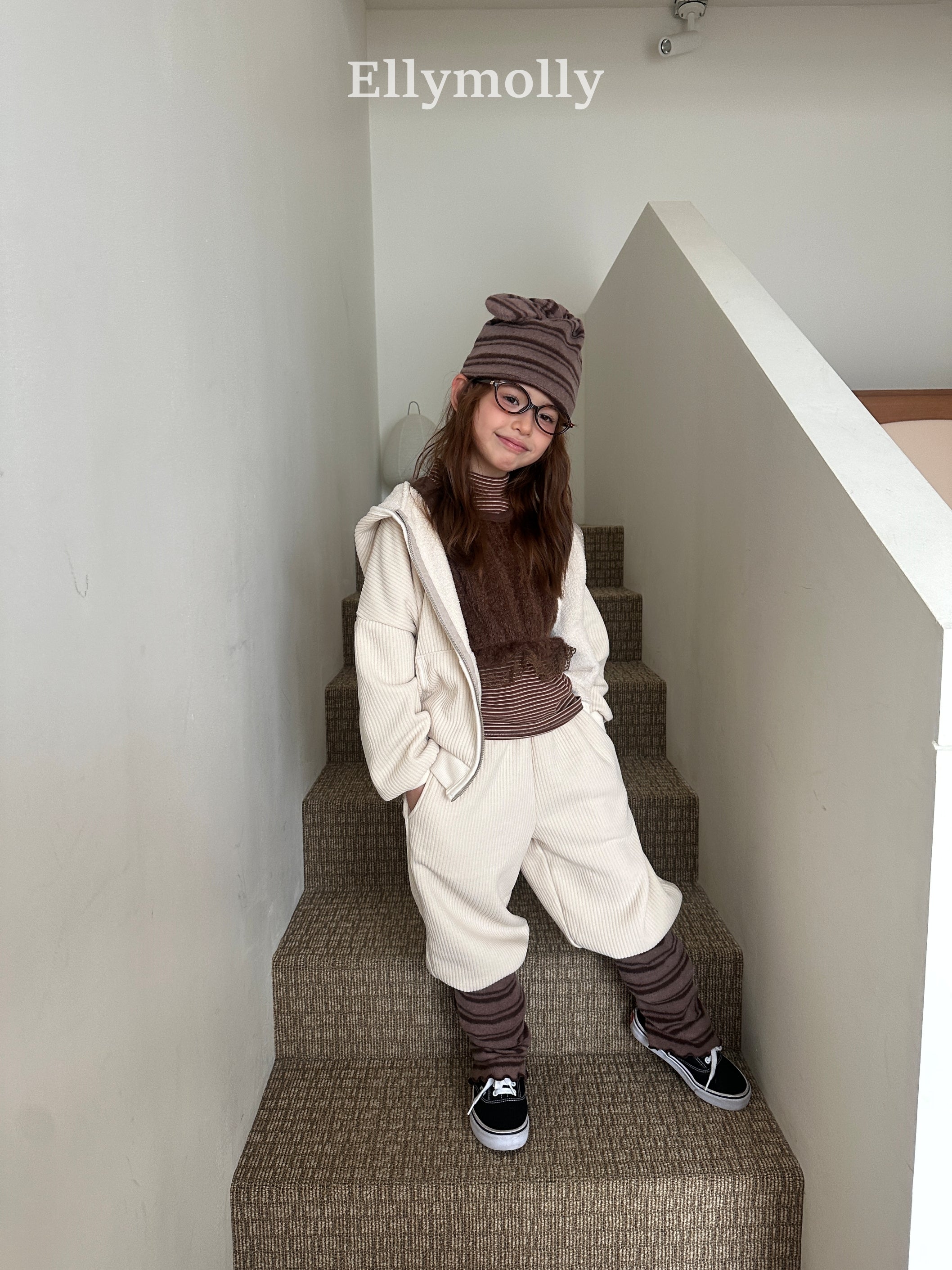 ［ELLY MOLLY］Mue stripe halfneck tee