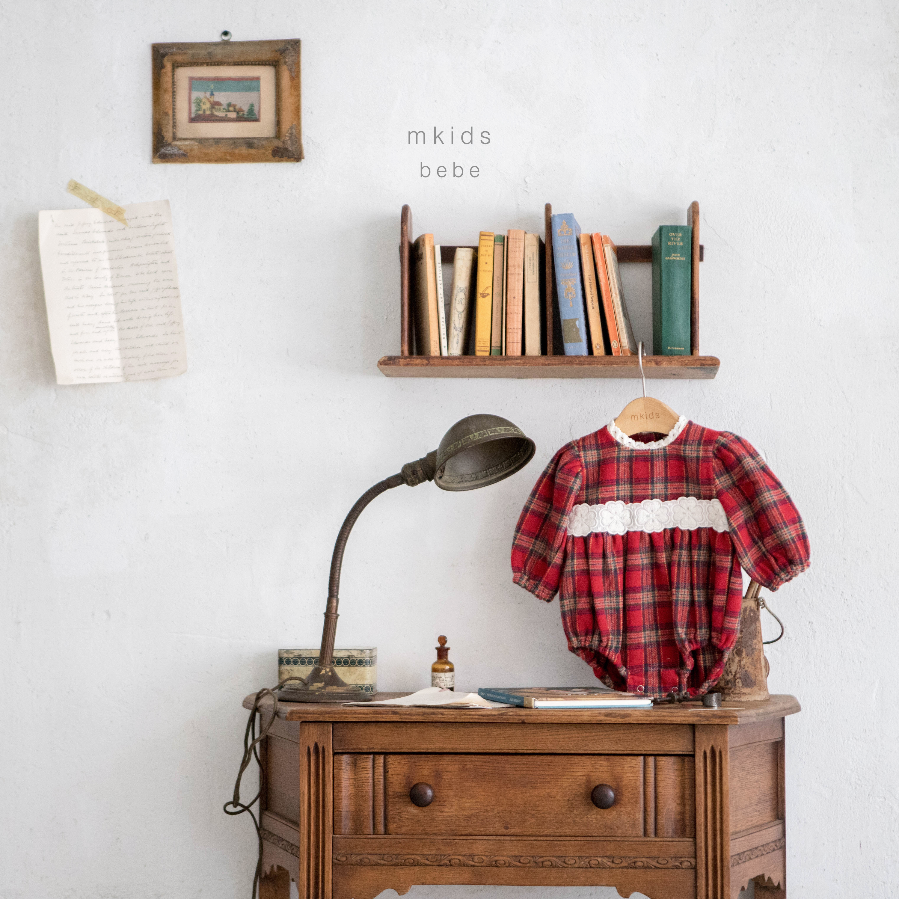 ［mkids］Holly check rompers