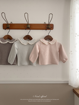 Stripe lace collar tops