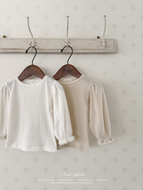 Eyelet lace puff tops