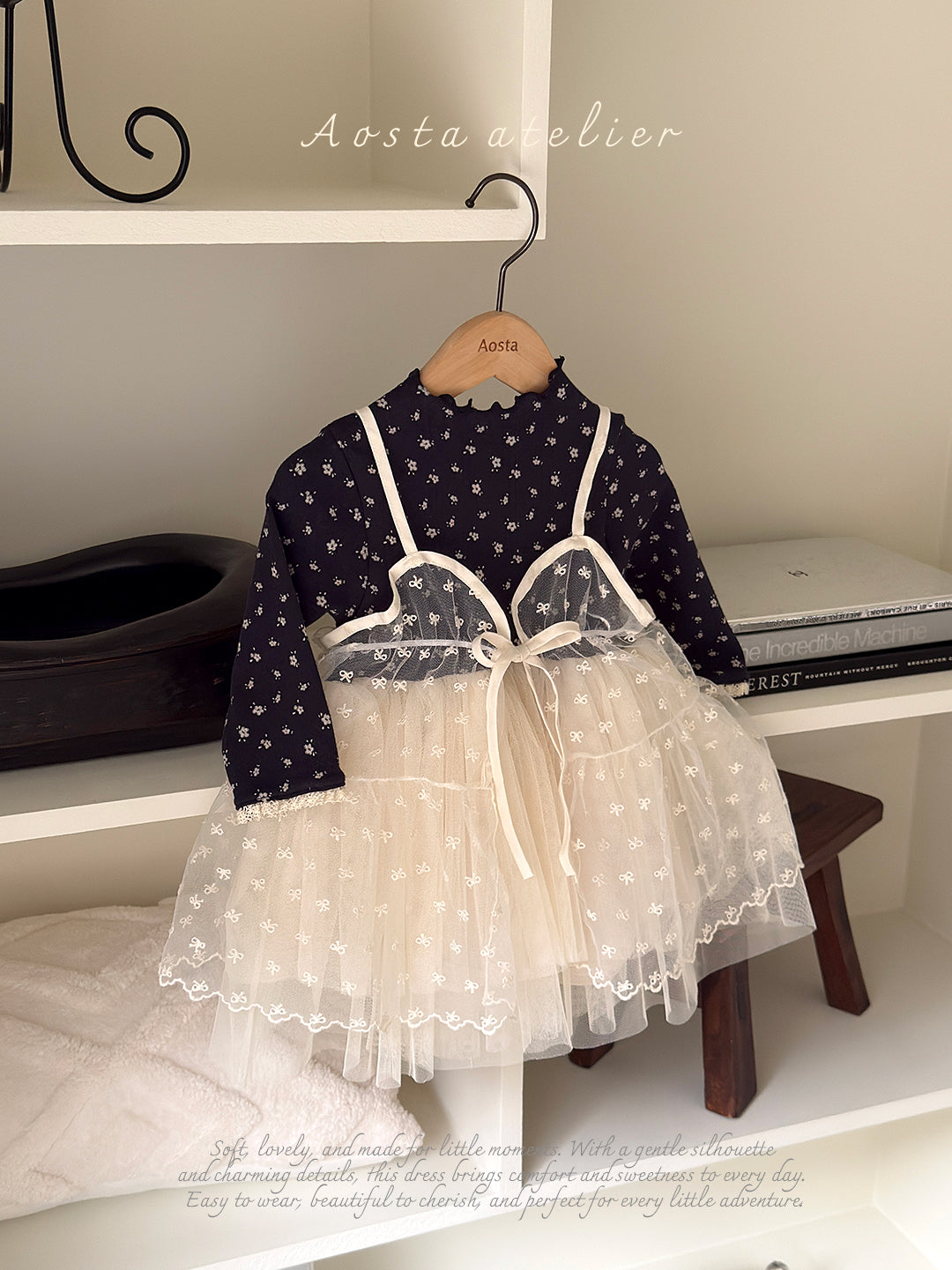 ［Aosta］Lace Ribbon Open Dress