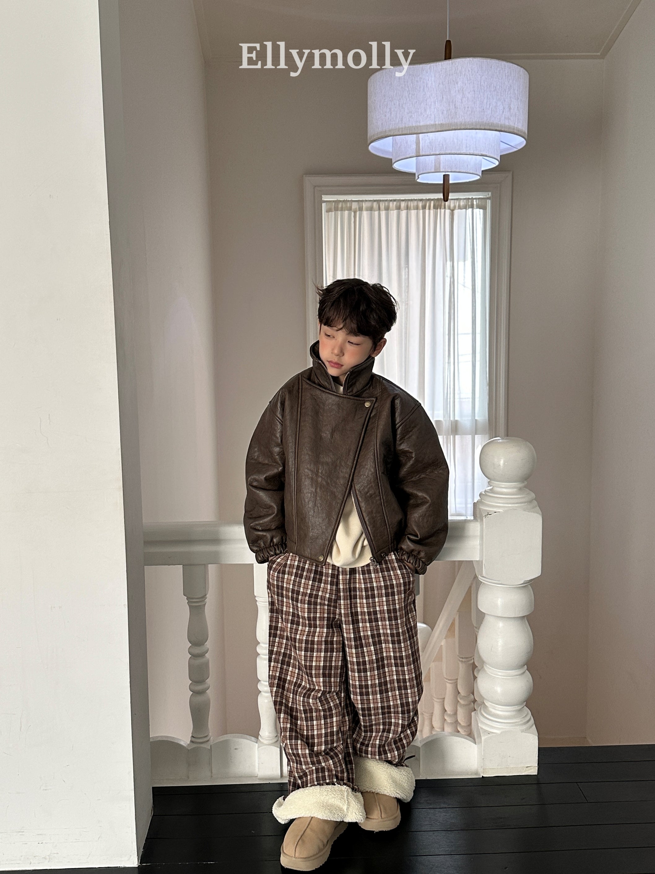 ［ELLY MOLLY］Teddy fur check pants