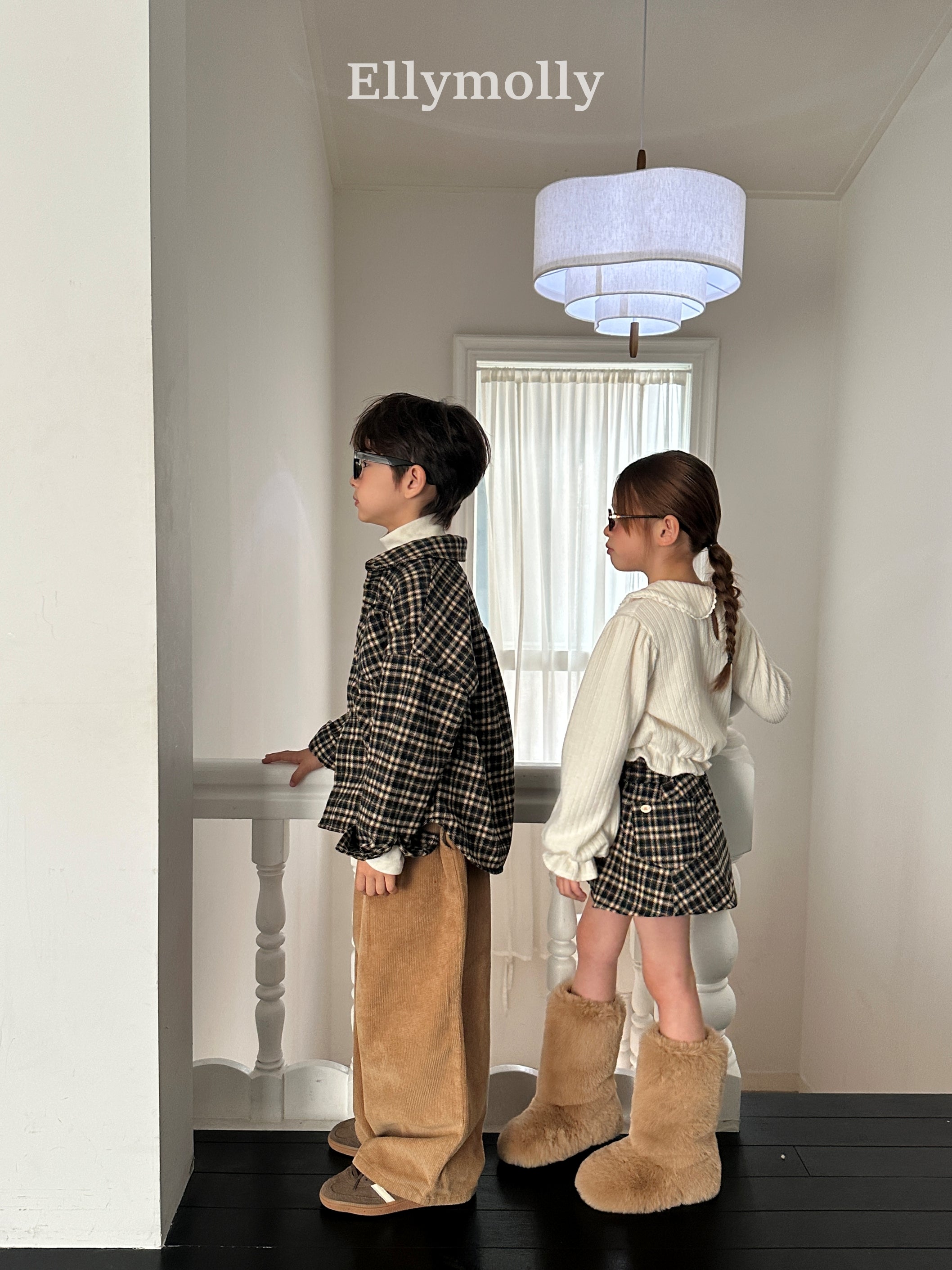 ［ELLY MOLLY］Miso check wrap pants