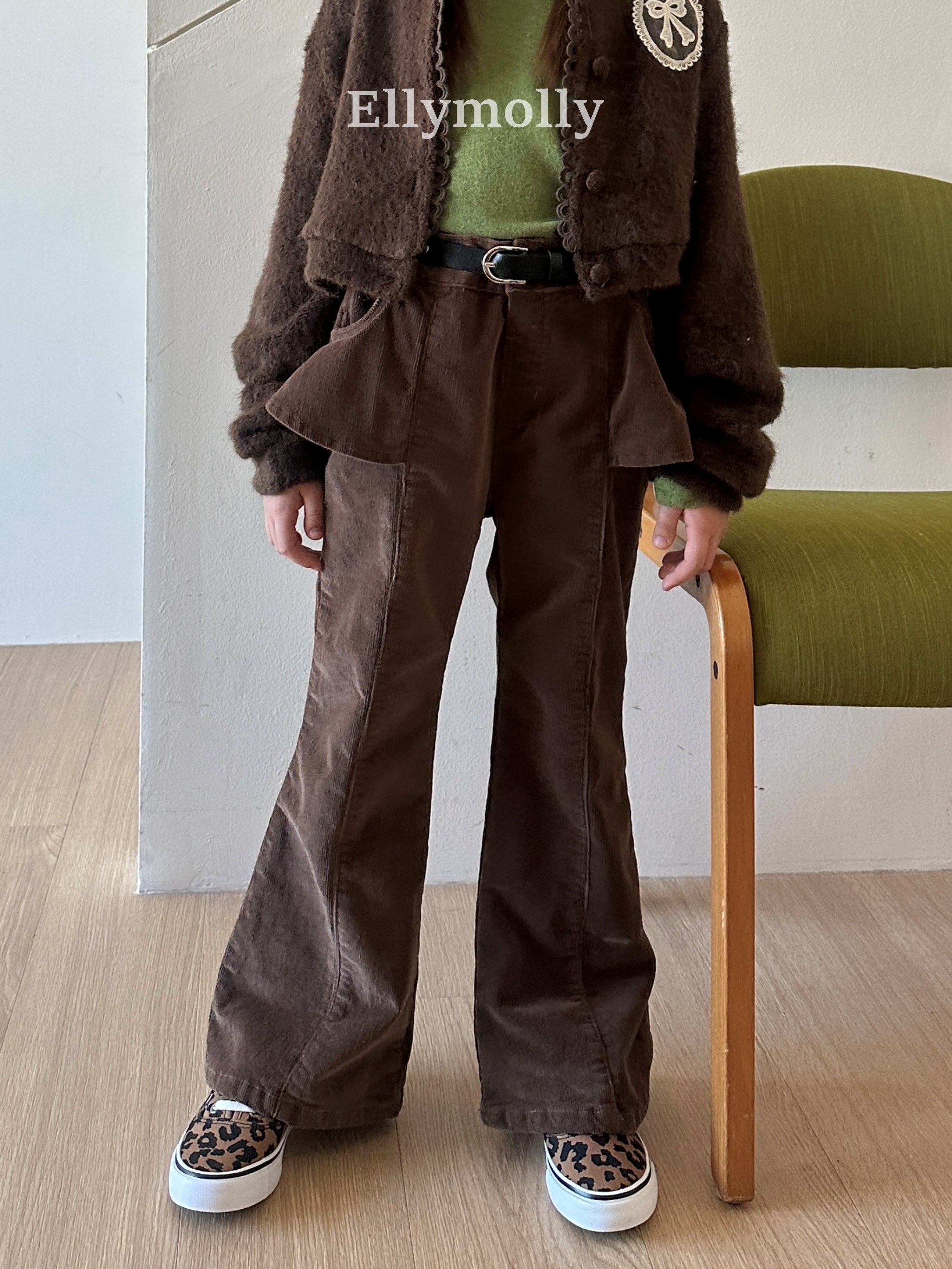 ［ELLY MOLLY］Selly peach frill flare pants