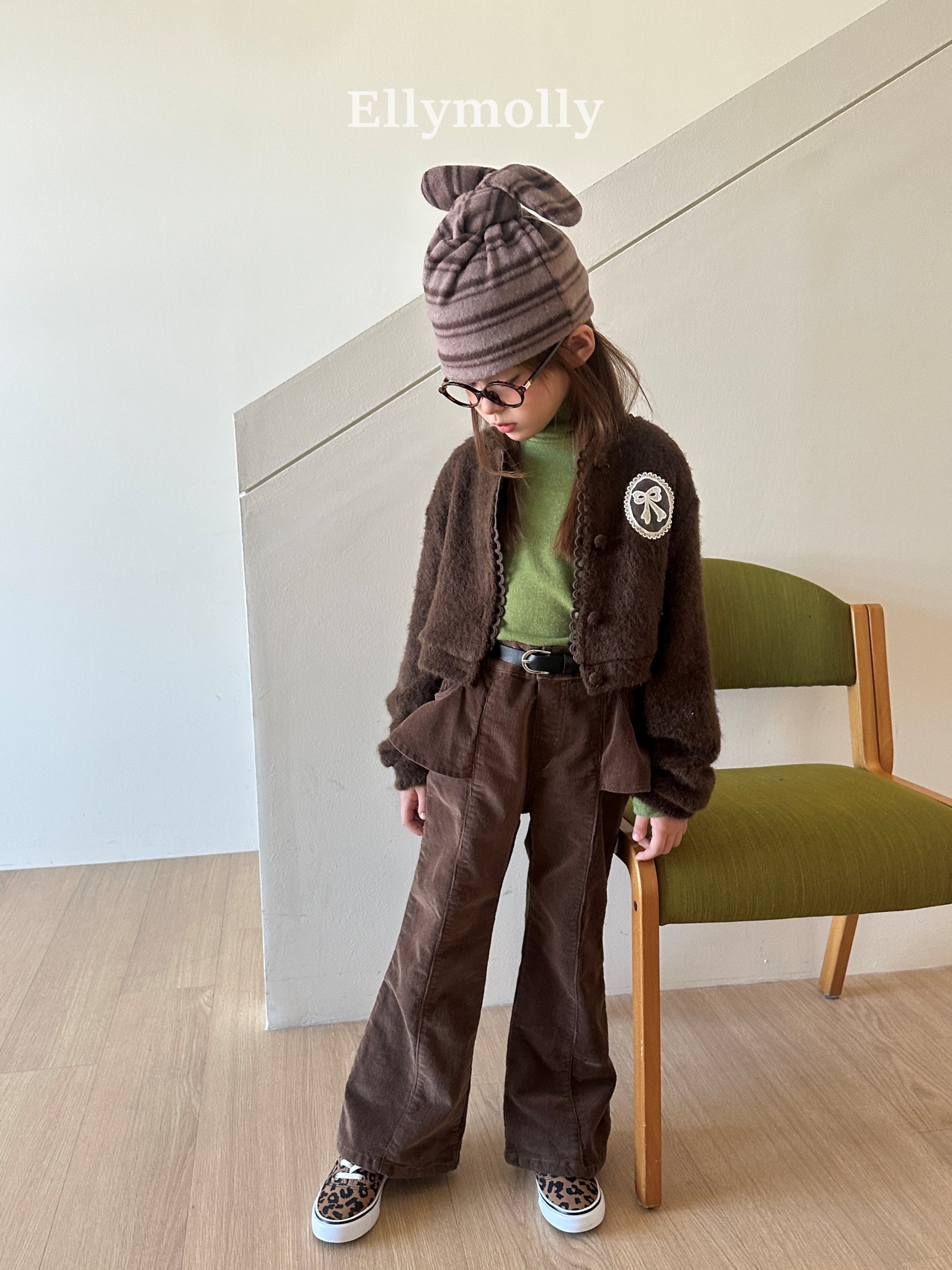 ［ELLY MOLLY］Selly peach frill flare pants