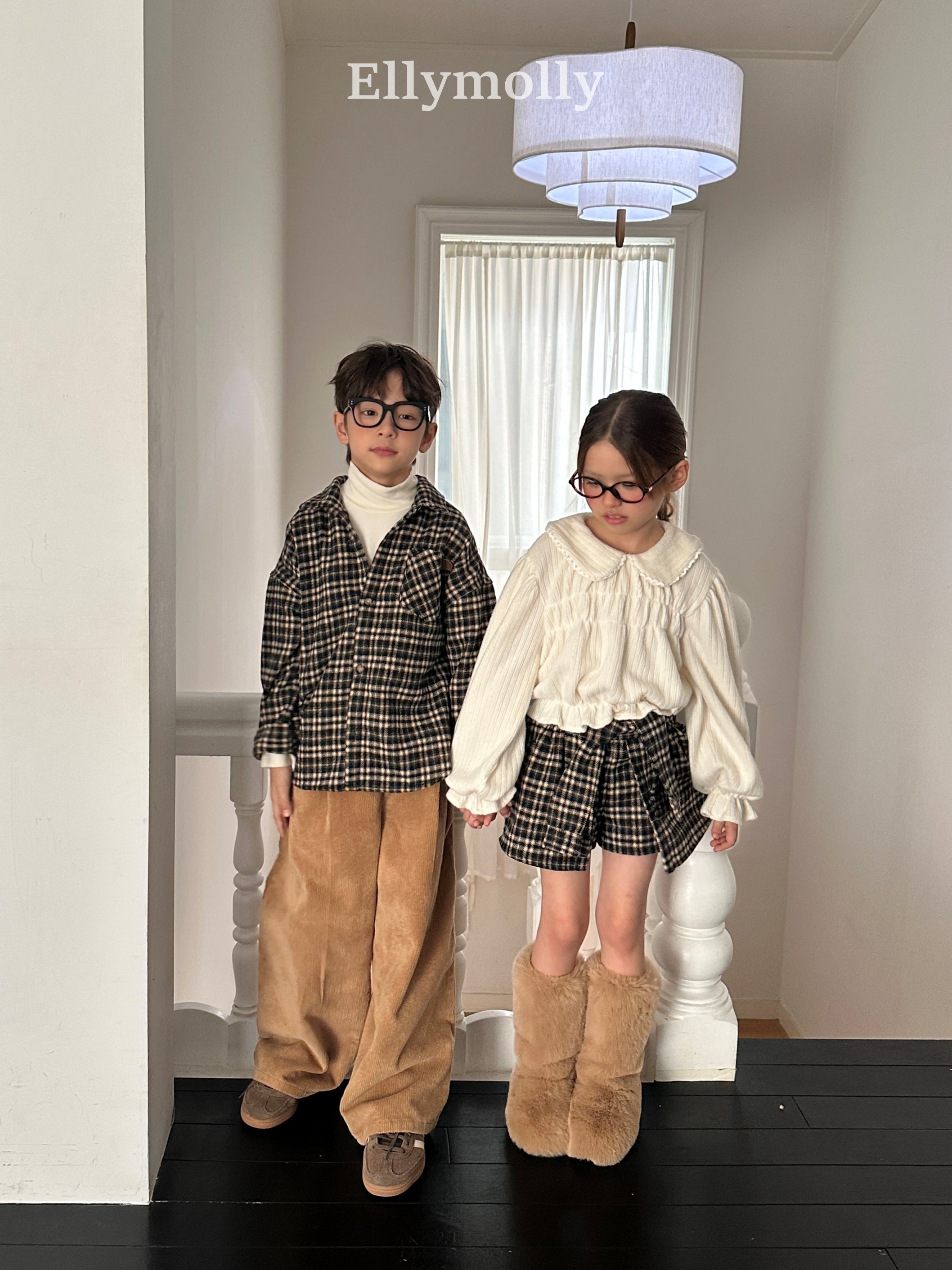 ［ELLY MOLLY］Miso check wrap pants