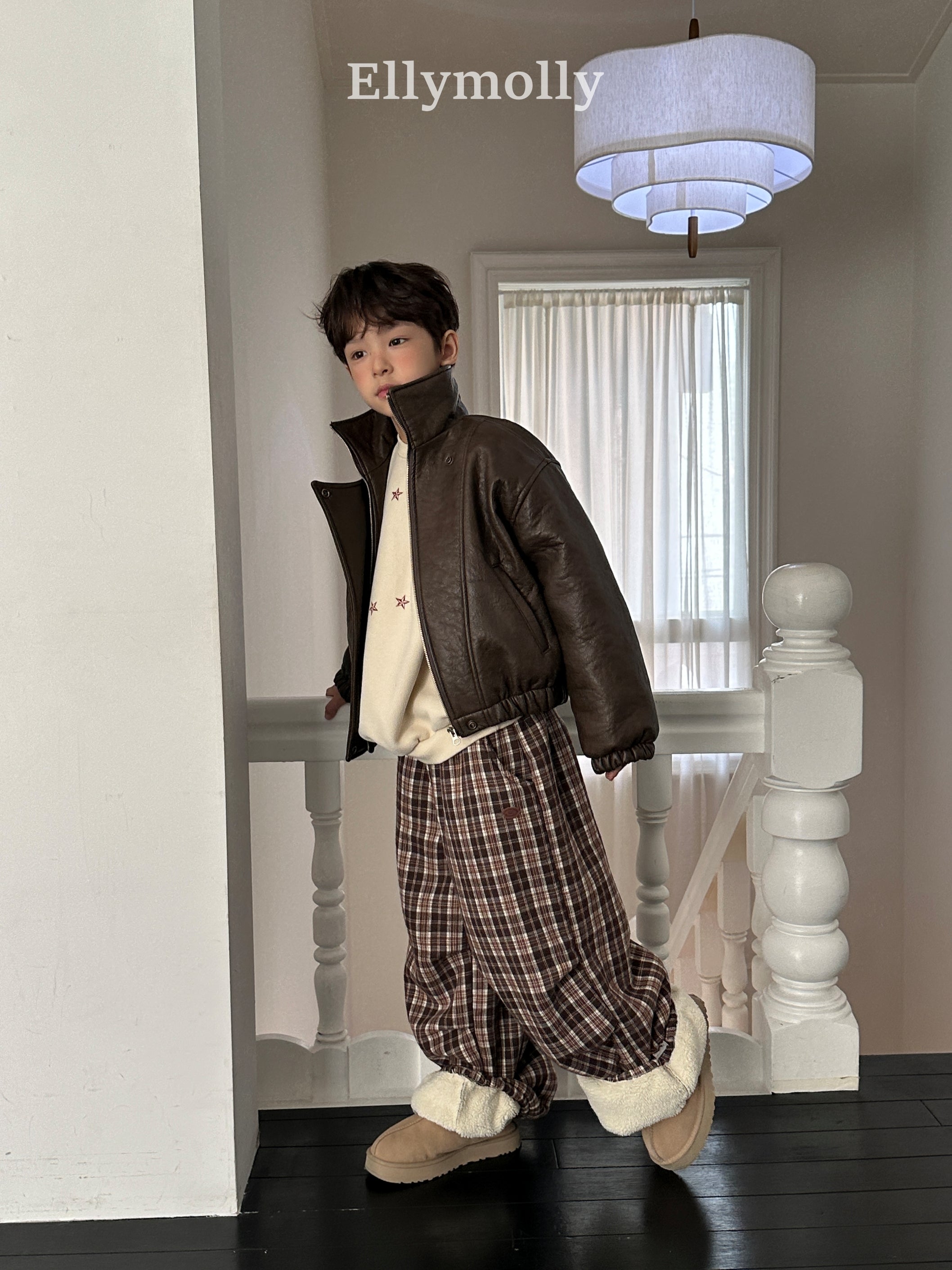 ［ELLY MOLLY］Teddy fur check pants