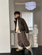 ［ELLY MOLLY］Teddy fur check pants