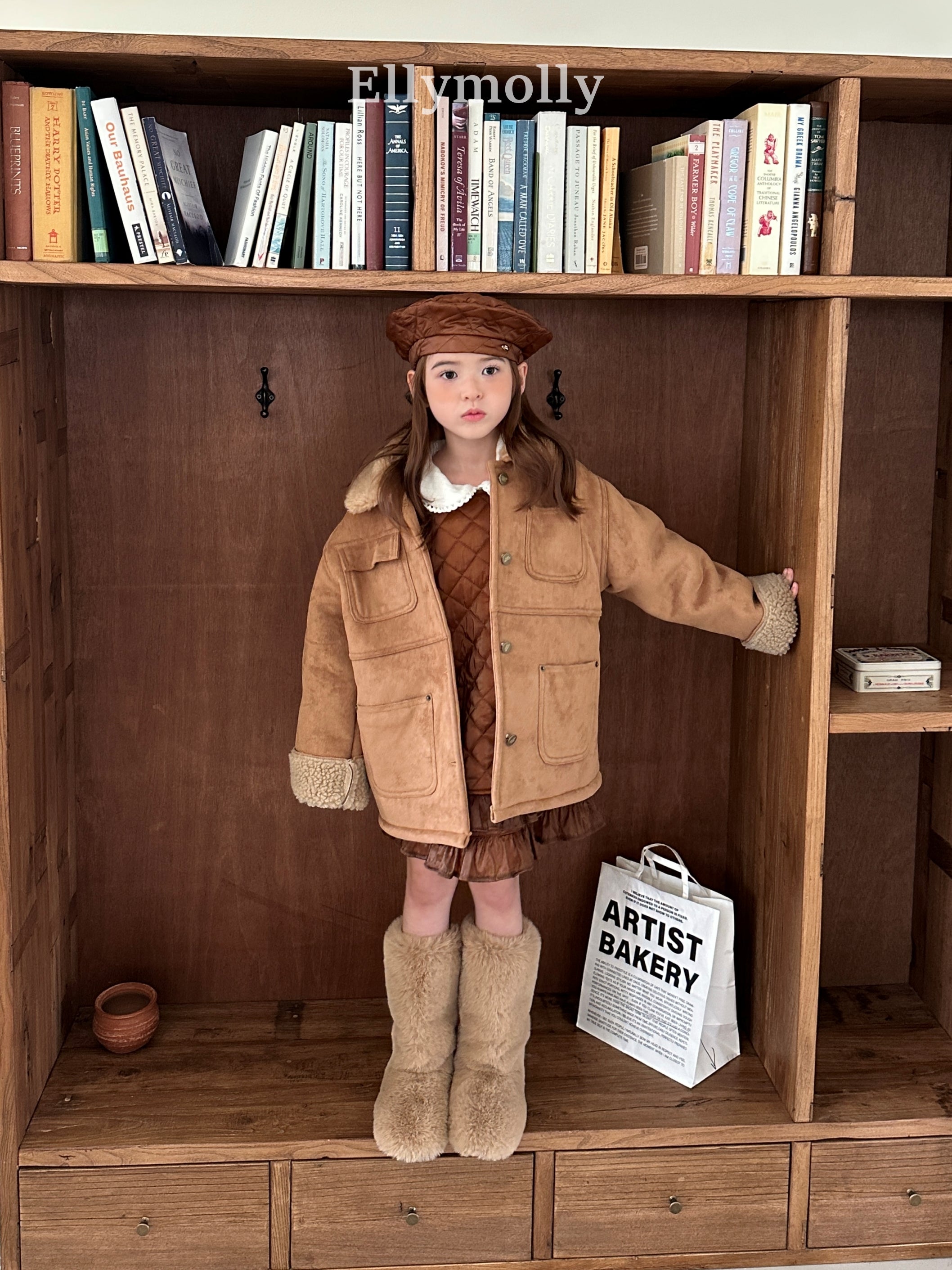 ［ELLY MOLLY］Soft tow tone mouton jacket