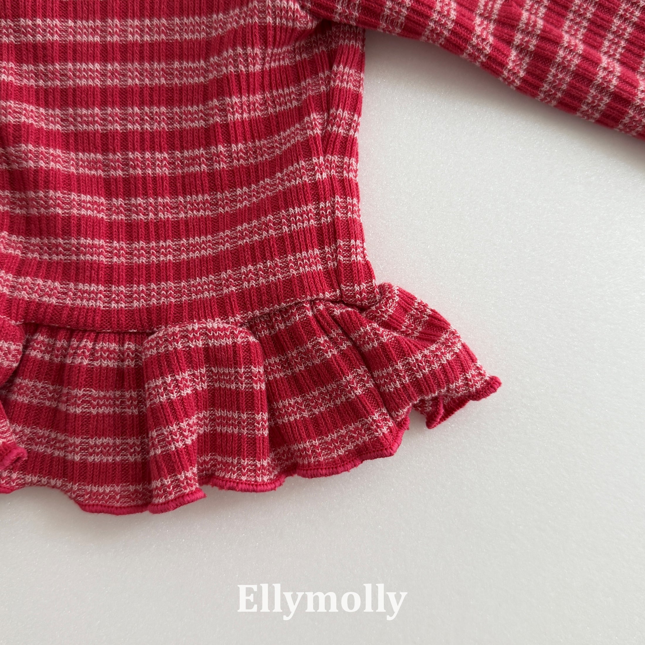 ［ELLY MOLLY］Loen stripe frill cardigan