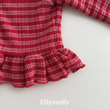 ［ELLY MOLLY］Loen stripe frill cardigan