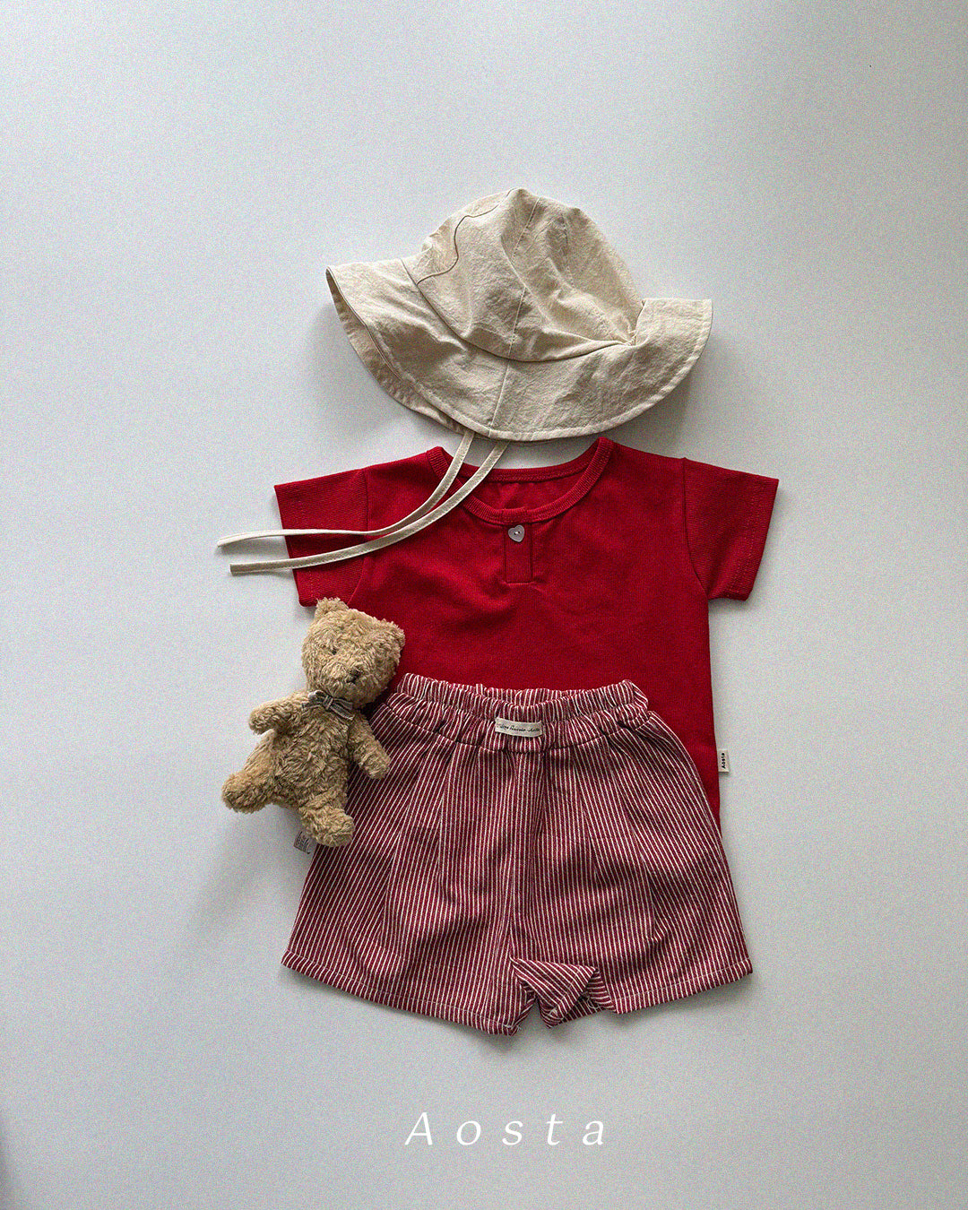 ［Aosta］Heart button tee