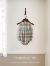 Check pin tuck rompers