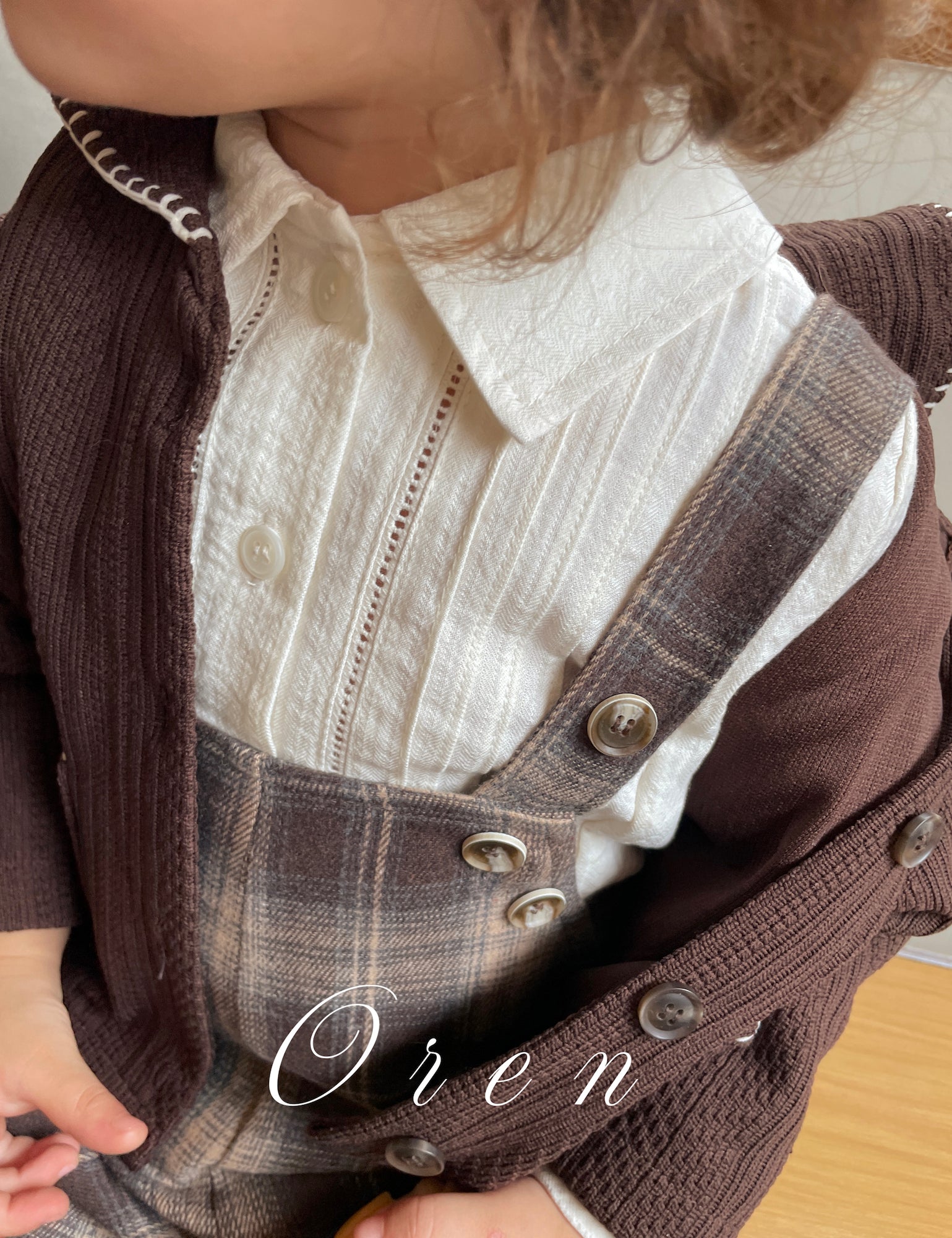 ［OREN］Noirjette check salopette pants