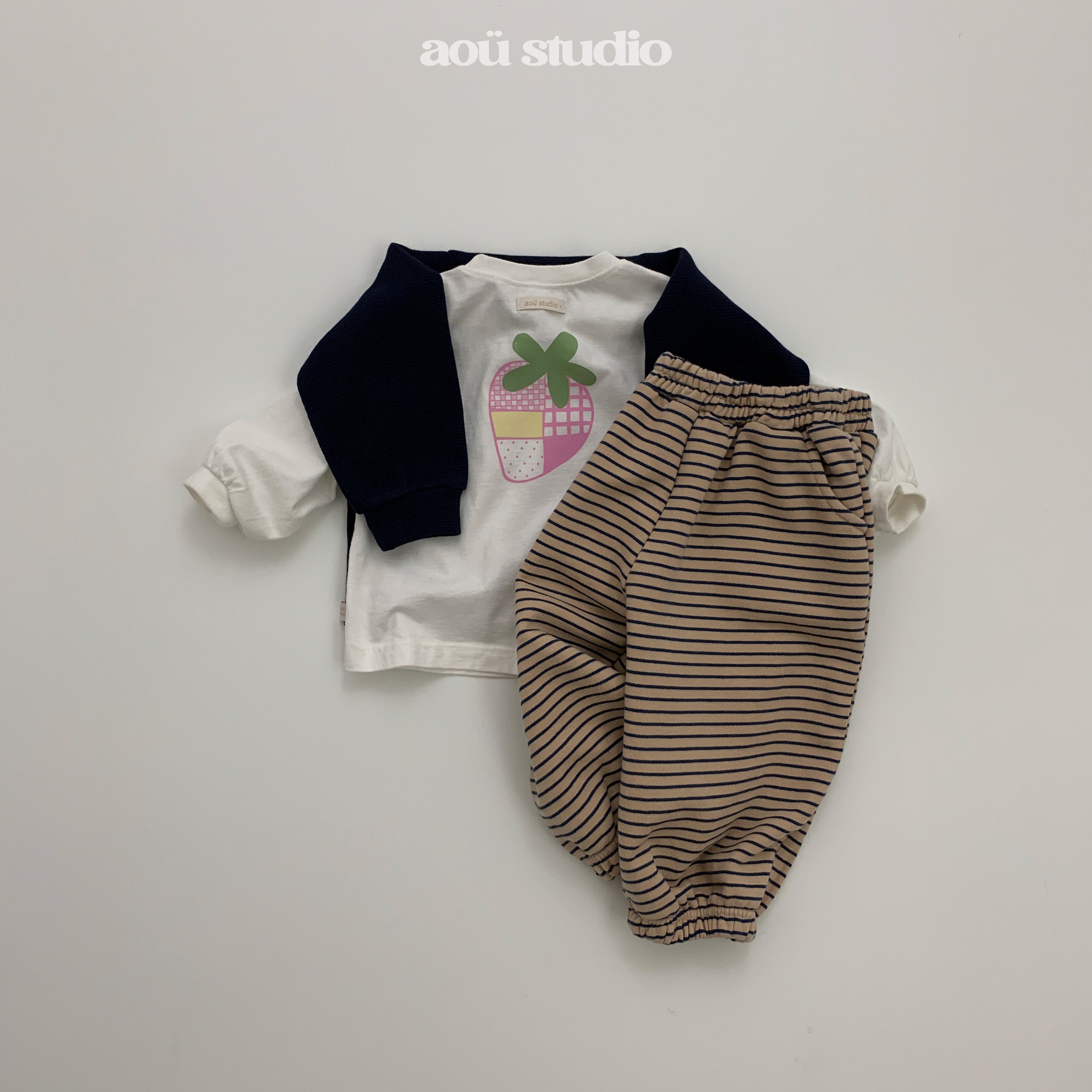 ［aou studio］Bonbon stripe jogger pants