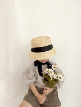 Color ribbon straw hat