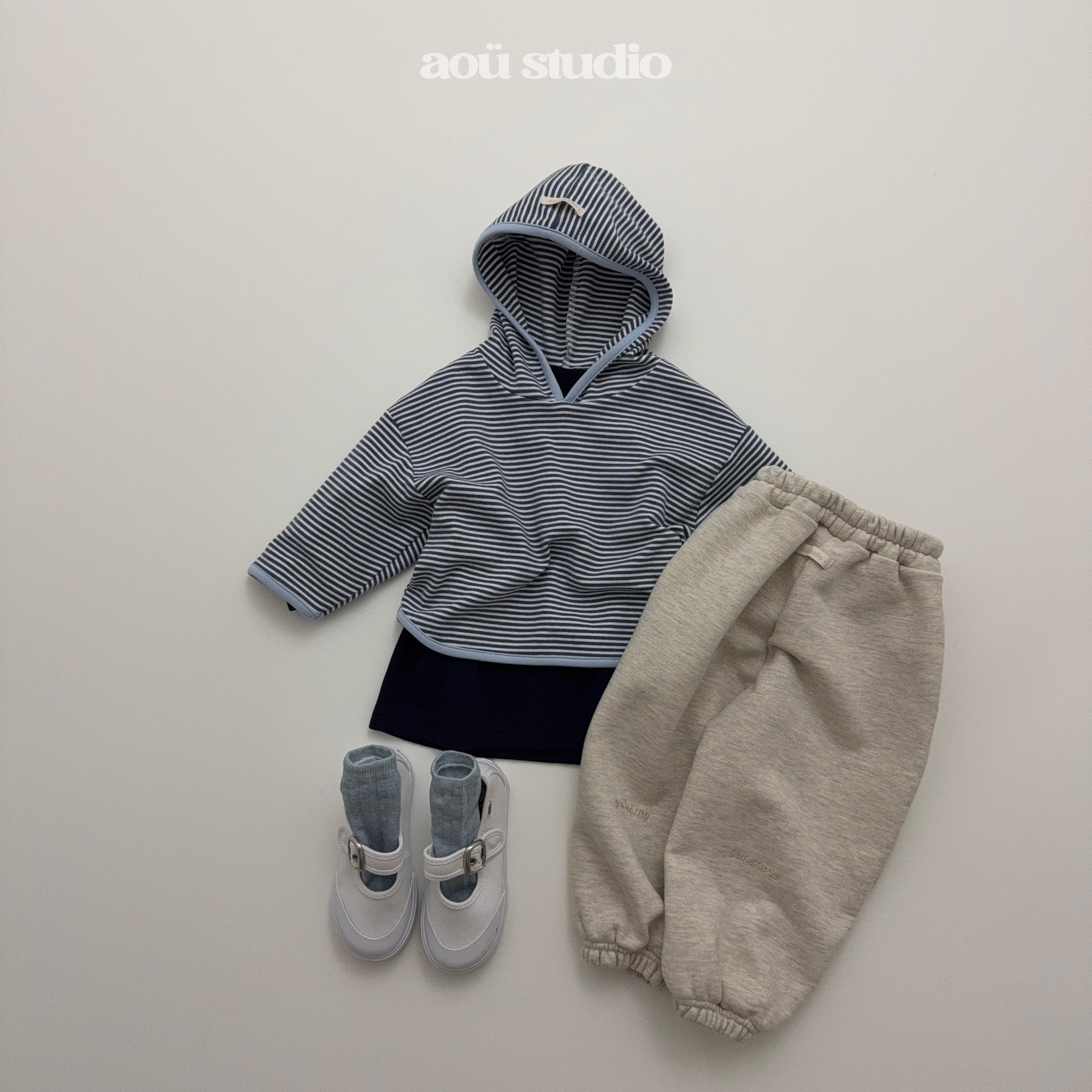 ［aou studio］Caramel stripe hoodie