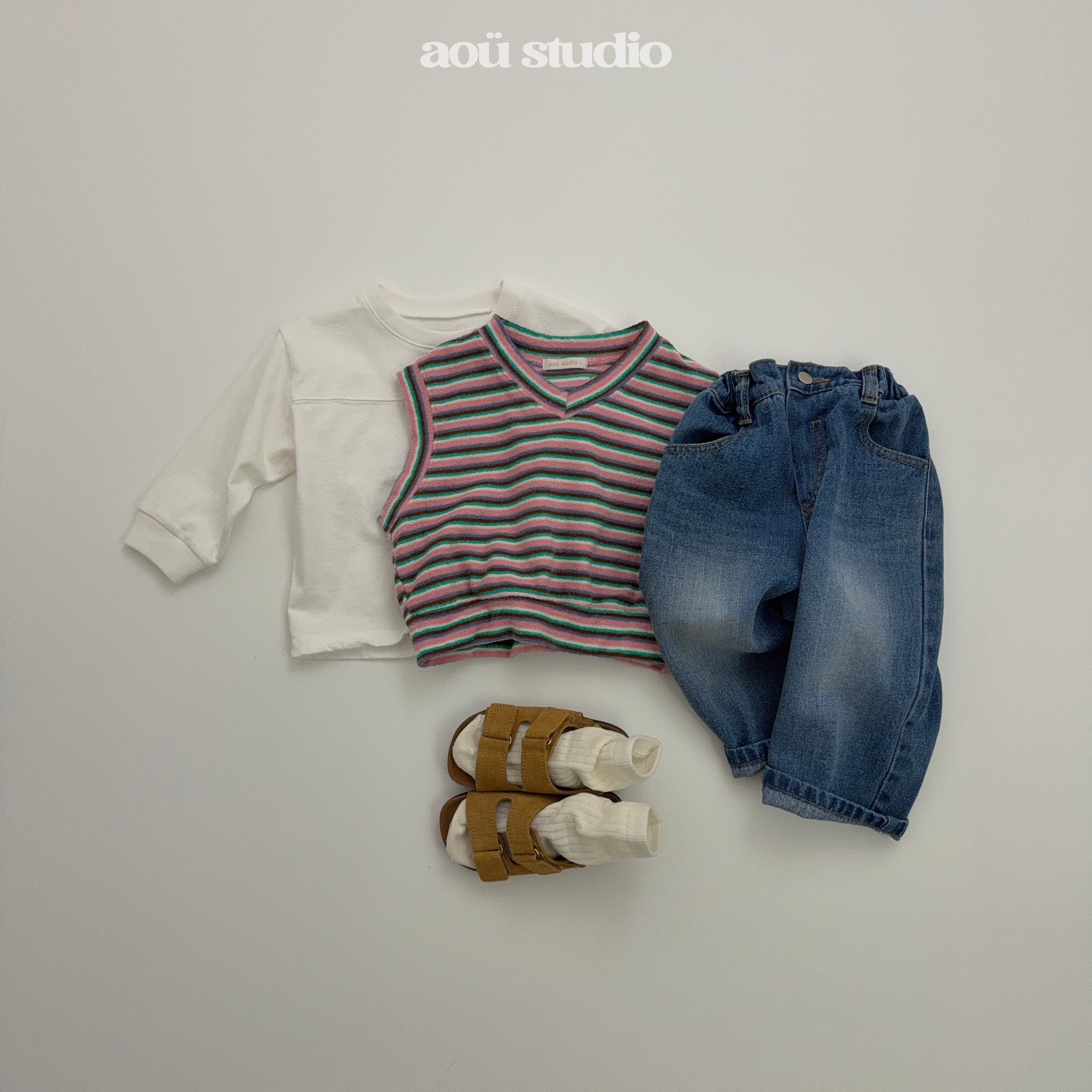 ［aou studio］Kiko stripe vest